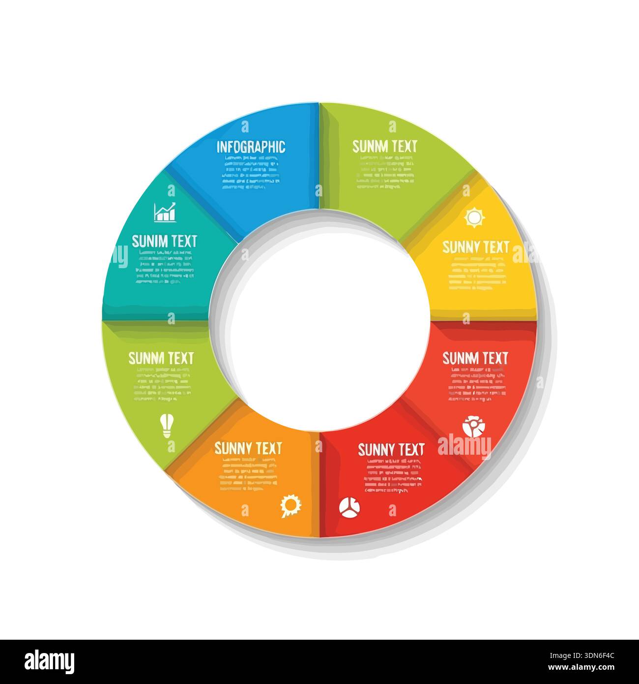 A colorful infographic circle diagram is displayed, featuring segments ...