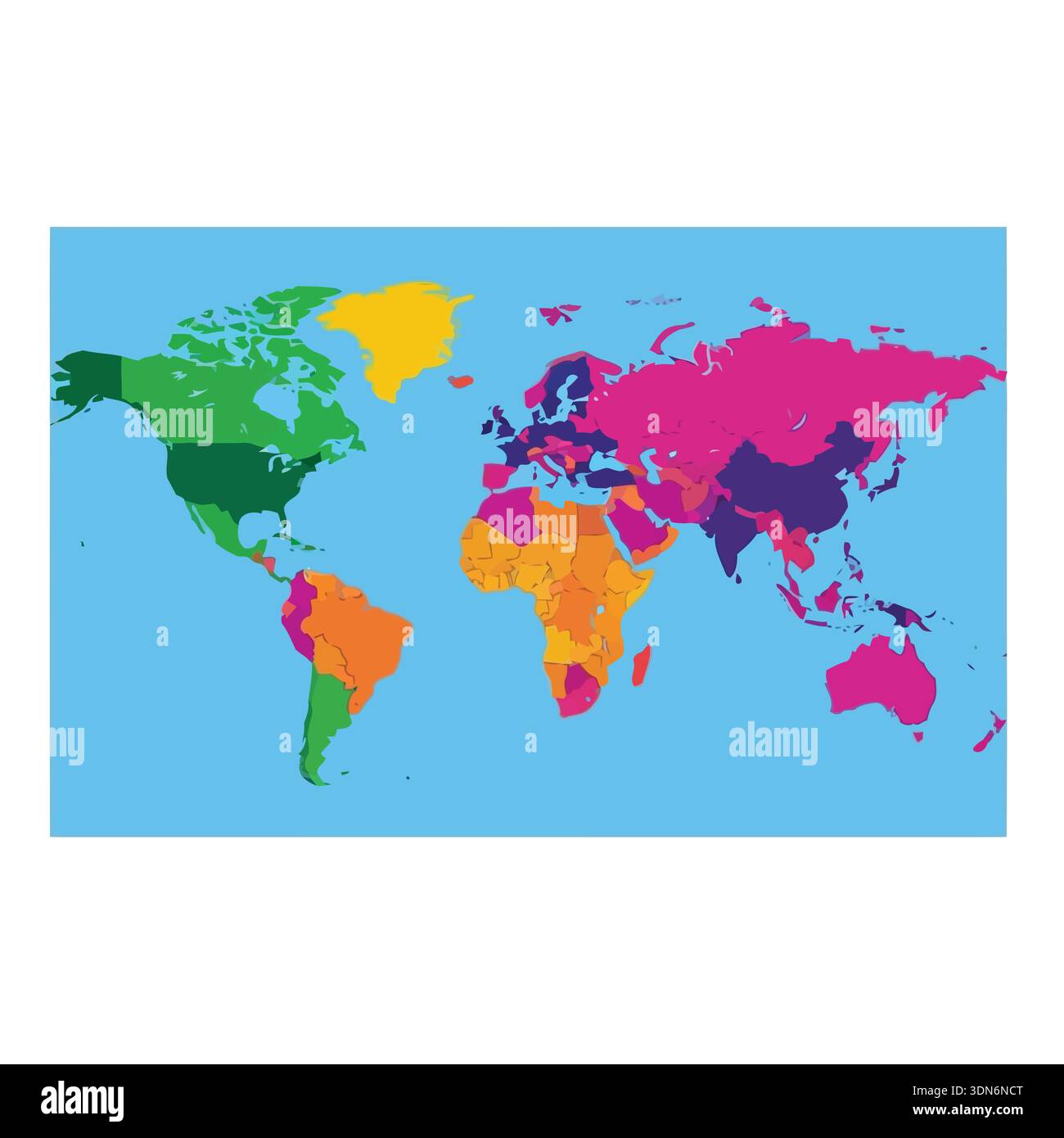 A vibrant world map illustration displaying continents and countries in ...