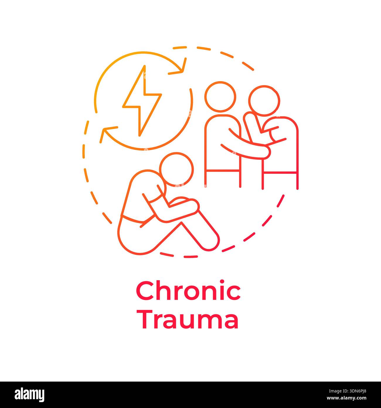 Chronic trauma red gradient concept icon Stock Vector