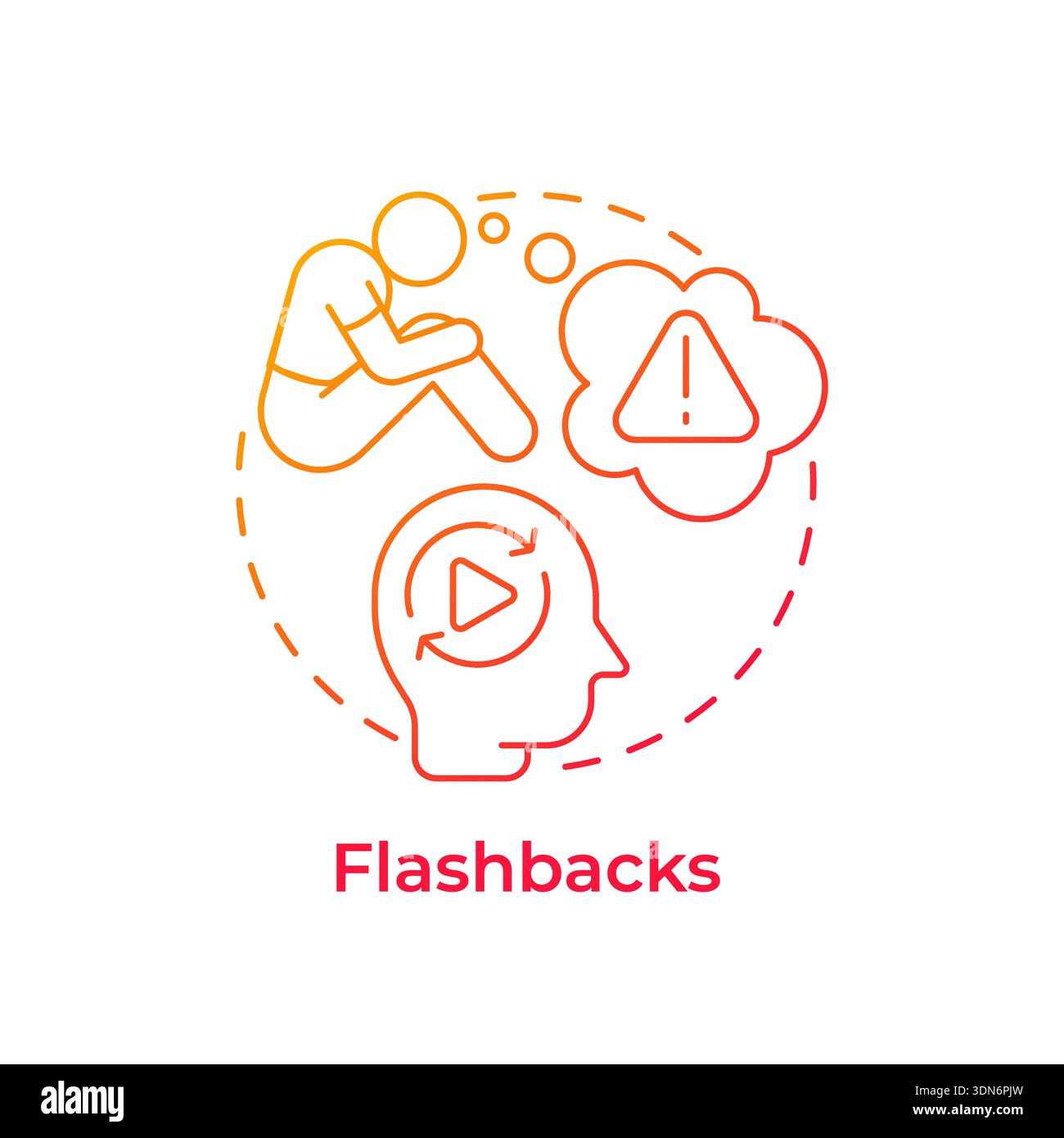 Flashbacks red gradient concept icon Stock Vector