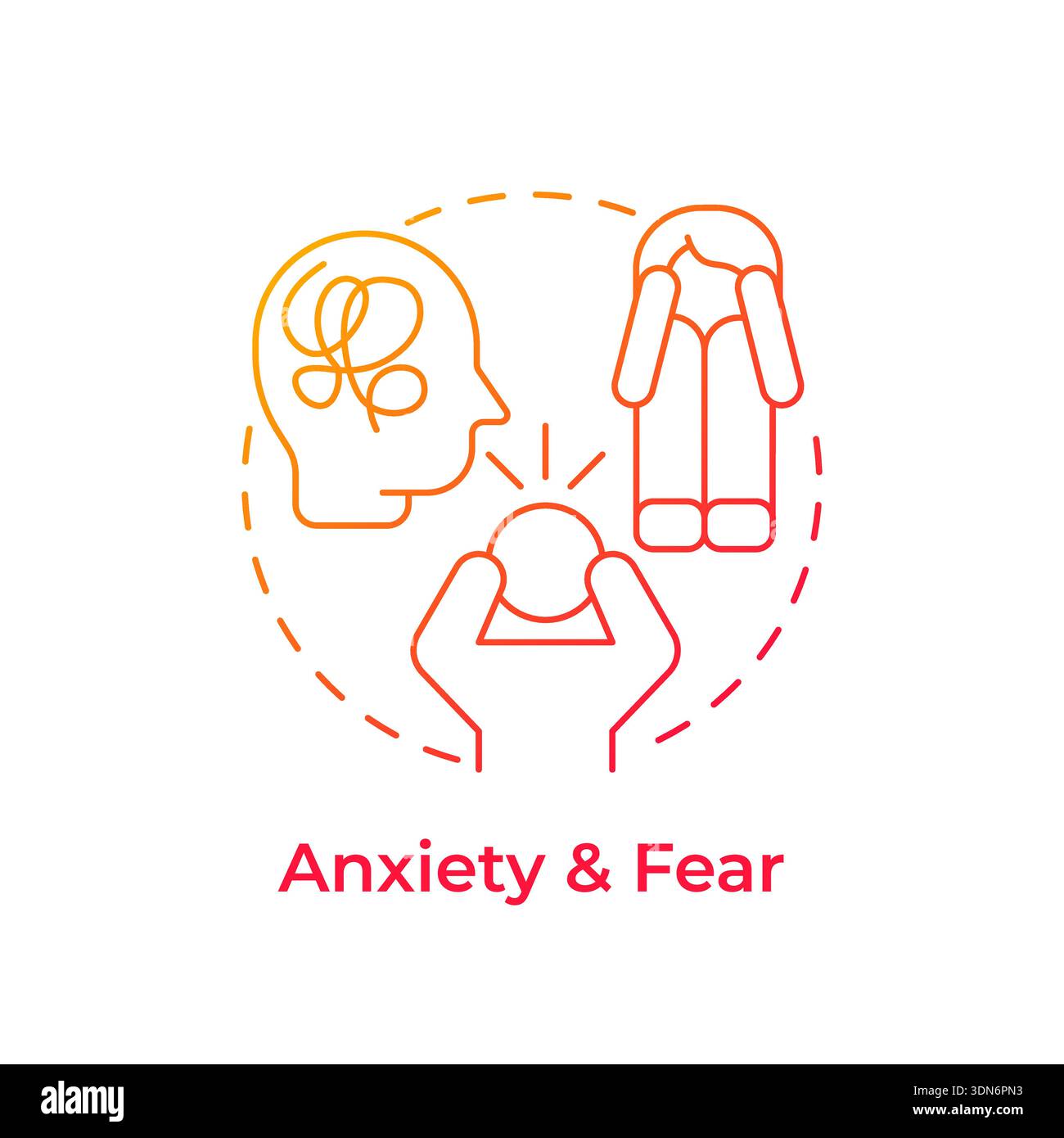 Anxiety and fear red gradient concept icon Stock Vector