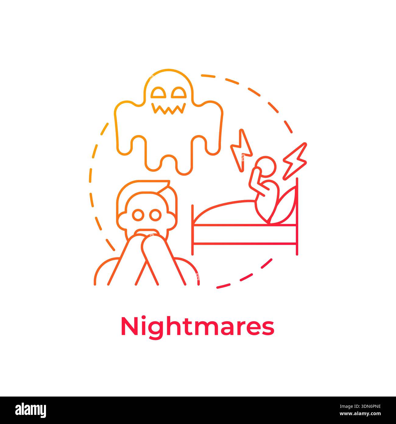 Nightmares red gradient concept icon Stock Vector