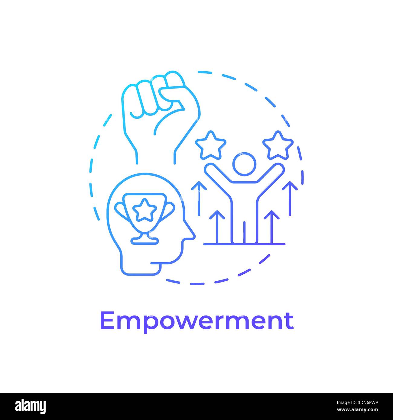 Empowerment blue gradient concept icon Stock Vector