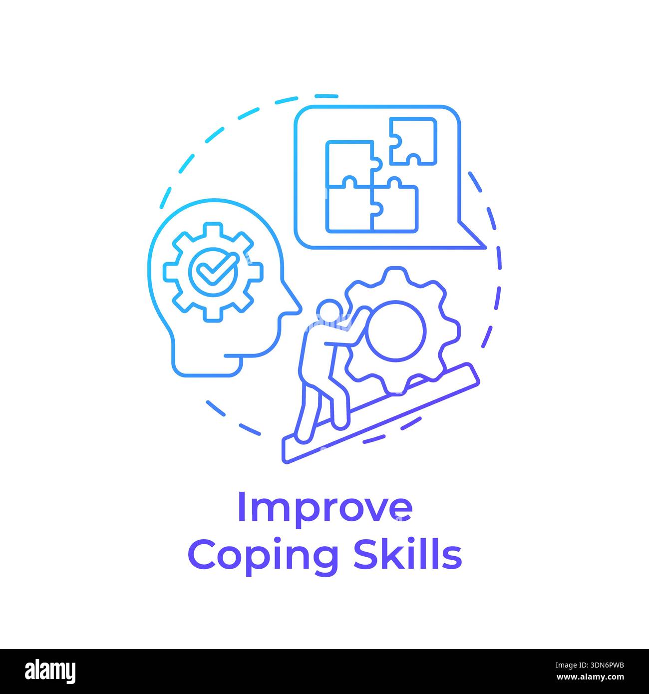 Improve coping skills blue gradient concept icon Stock Vector