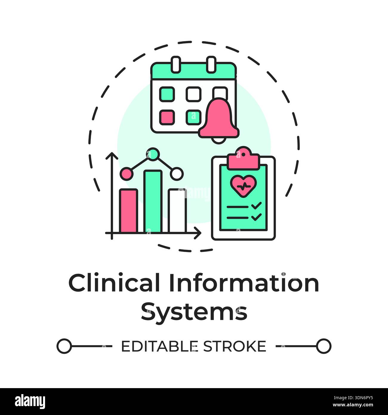 Clinical information systems multi color concept icon Stock Vector