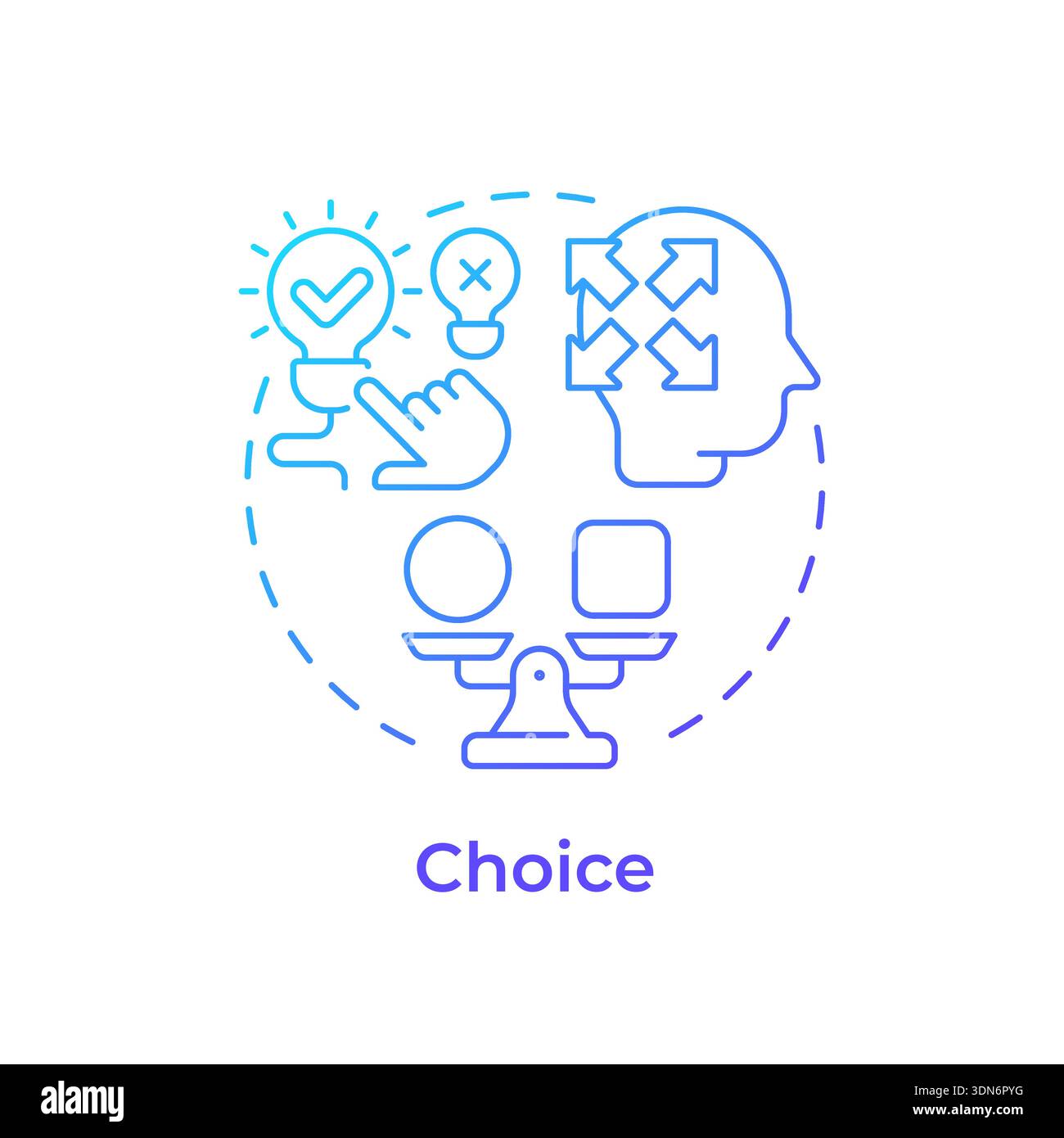 Choice blue gradient concept icon Stock Vector