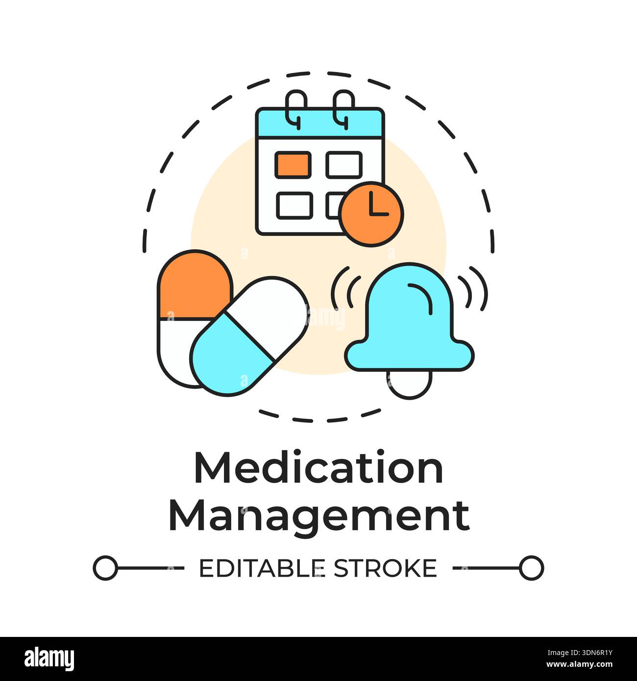 Medication management multi color concept icon Stock Vector
