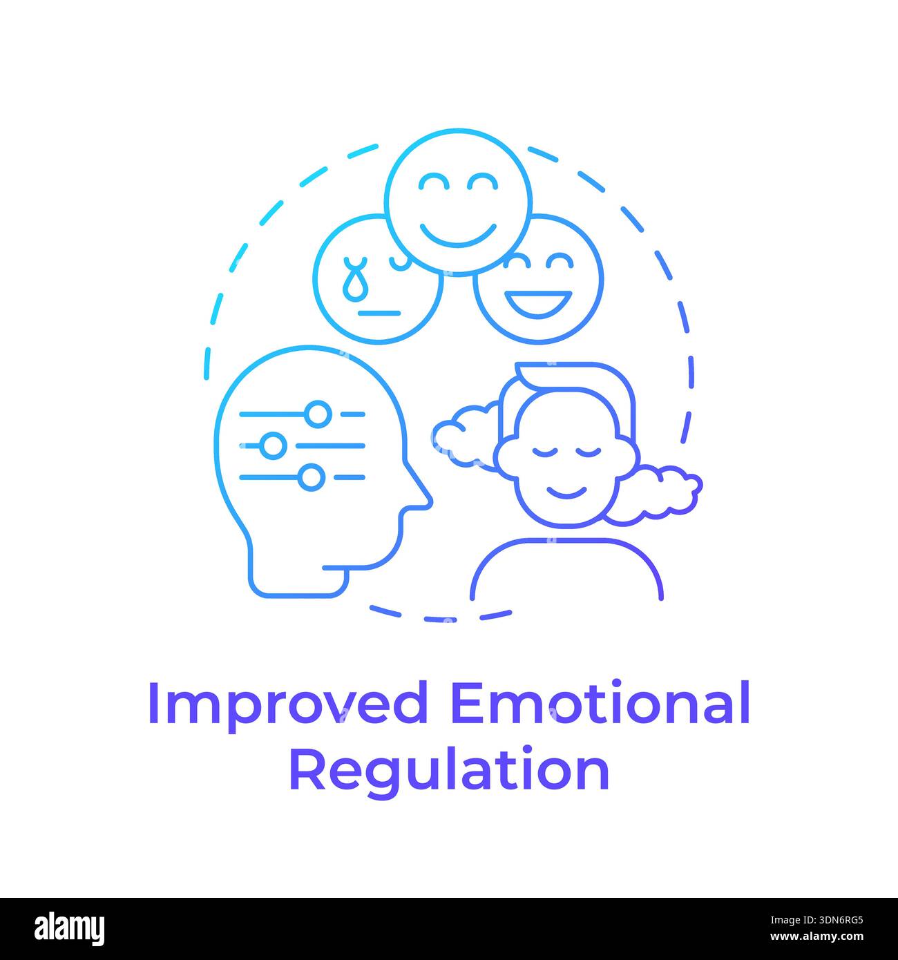 Improved emotional regulation blue gradient concept icon Stock Vector