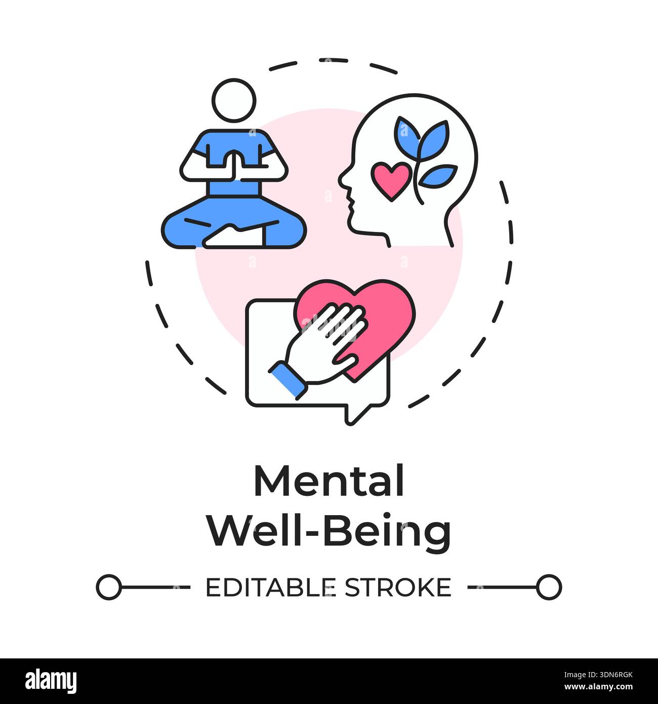 Mental wellbeing multi color concept icon Stock Vector