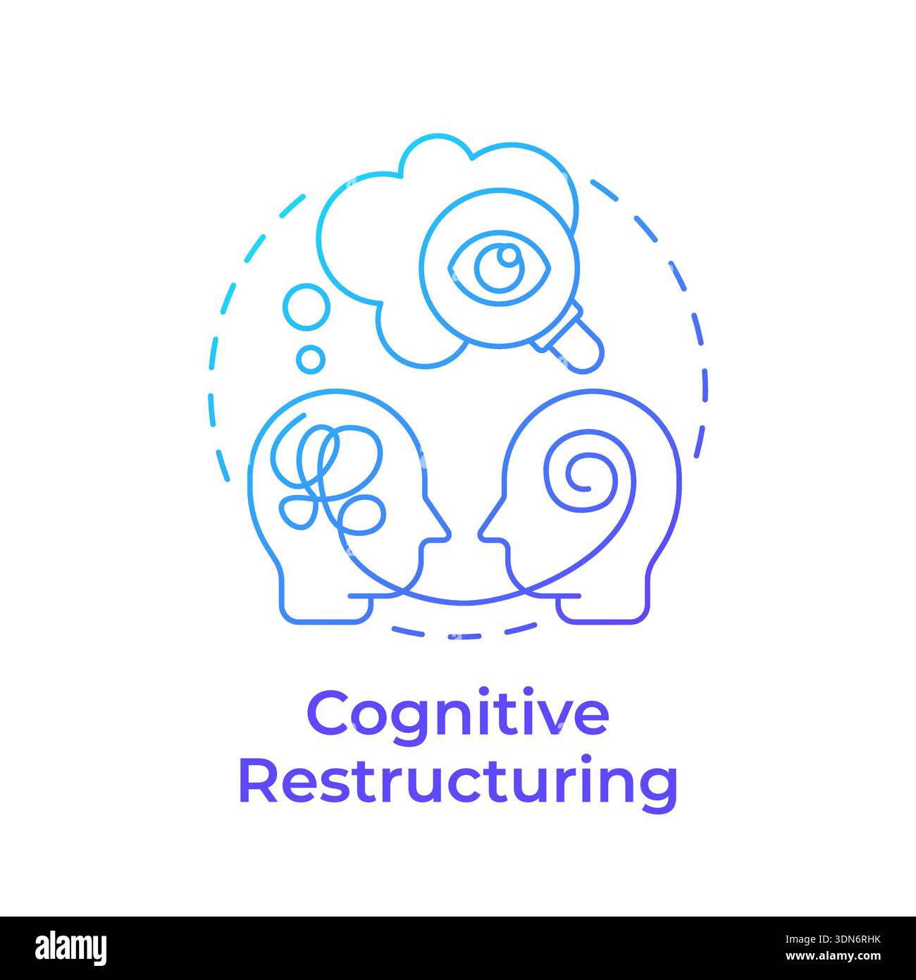 Cognitive restructuring blue gradient concept icon Stock Vector