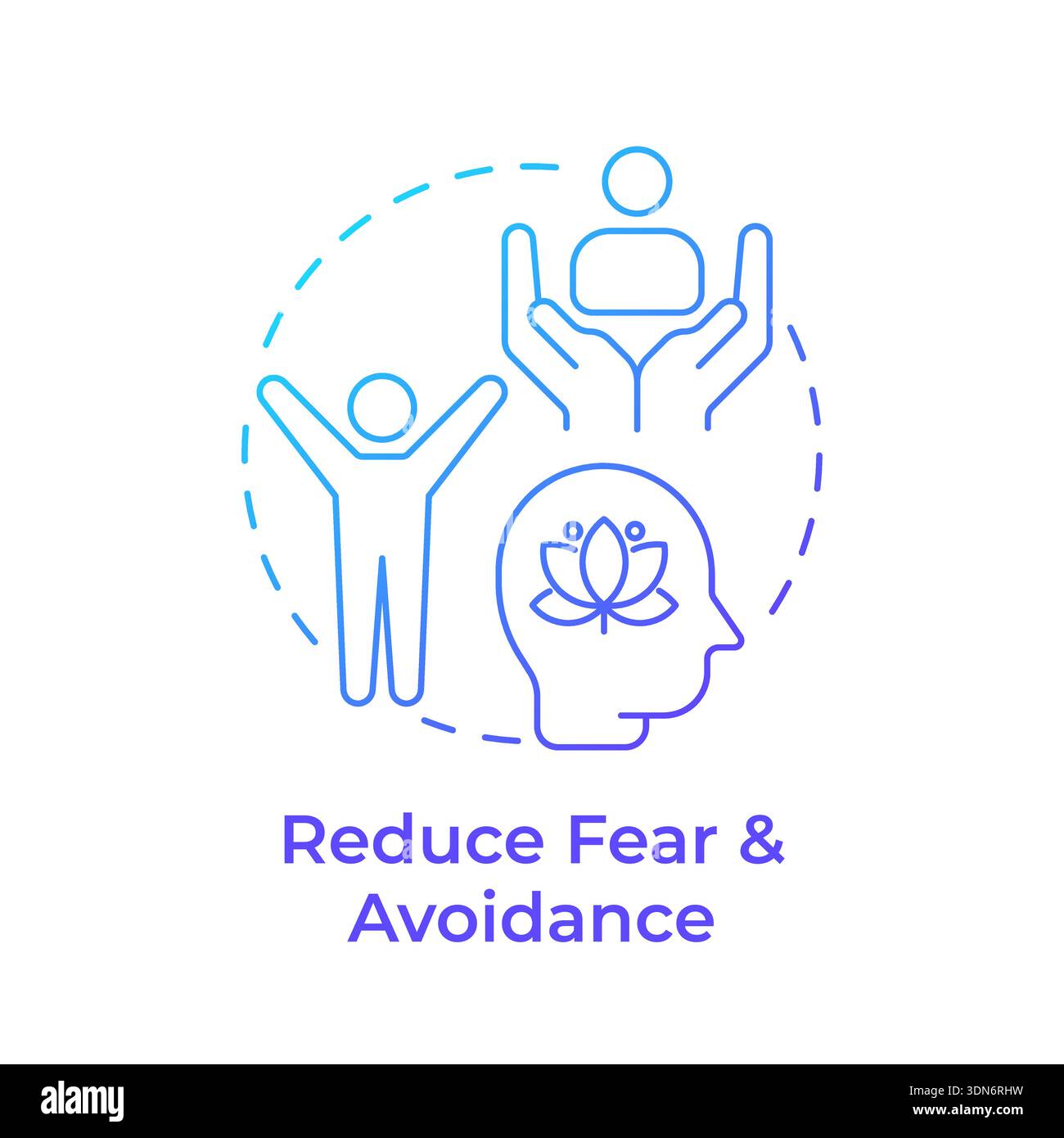 Reduce fear and avoidance blue gradient concept icon Stock Vector