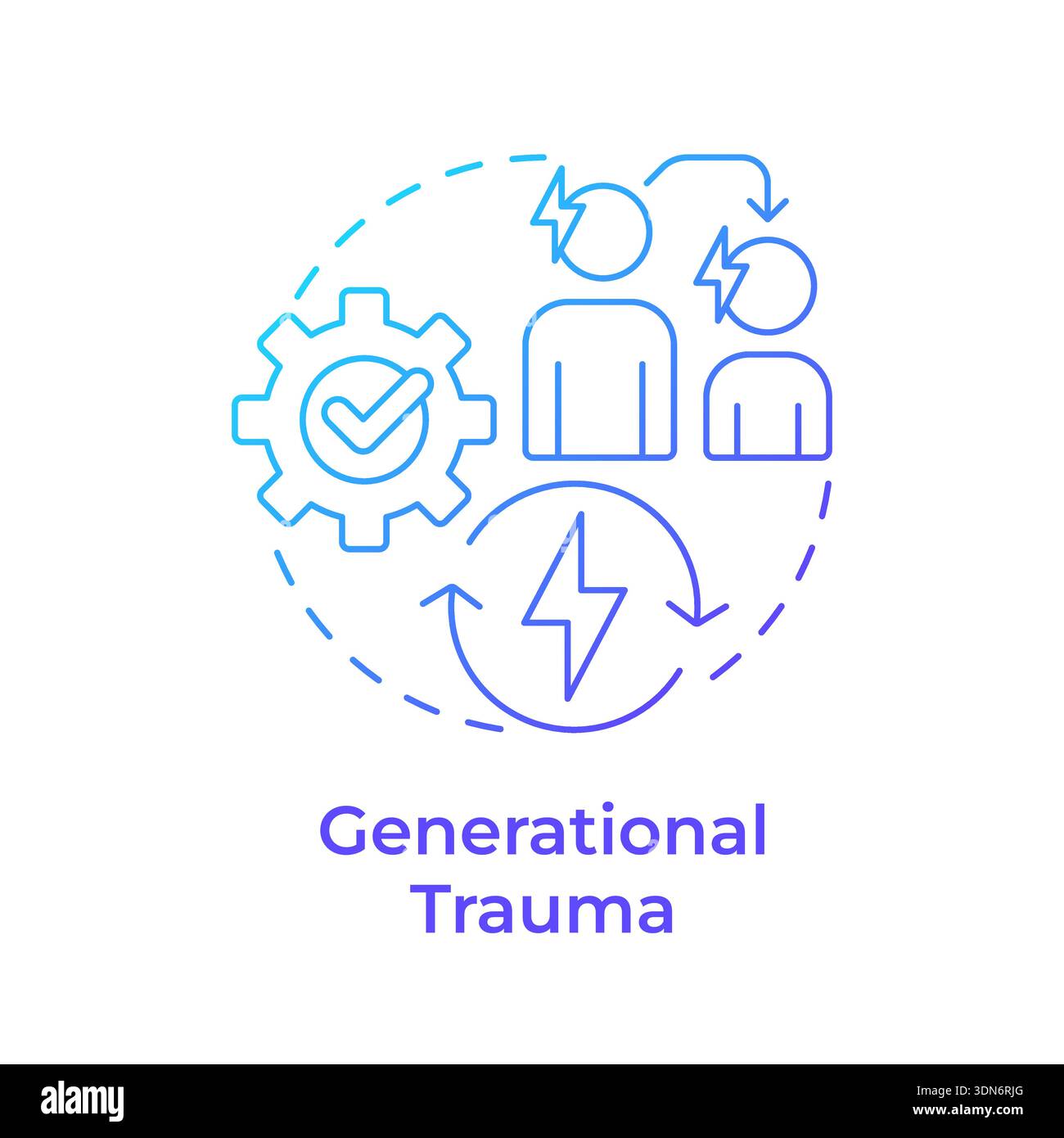 Generational trauma blue gradient concept icon Stock Vector
