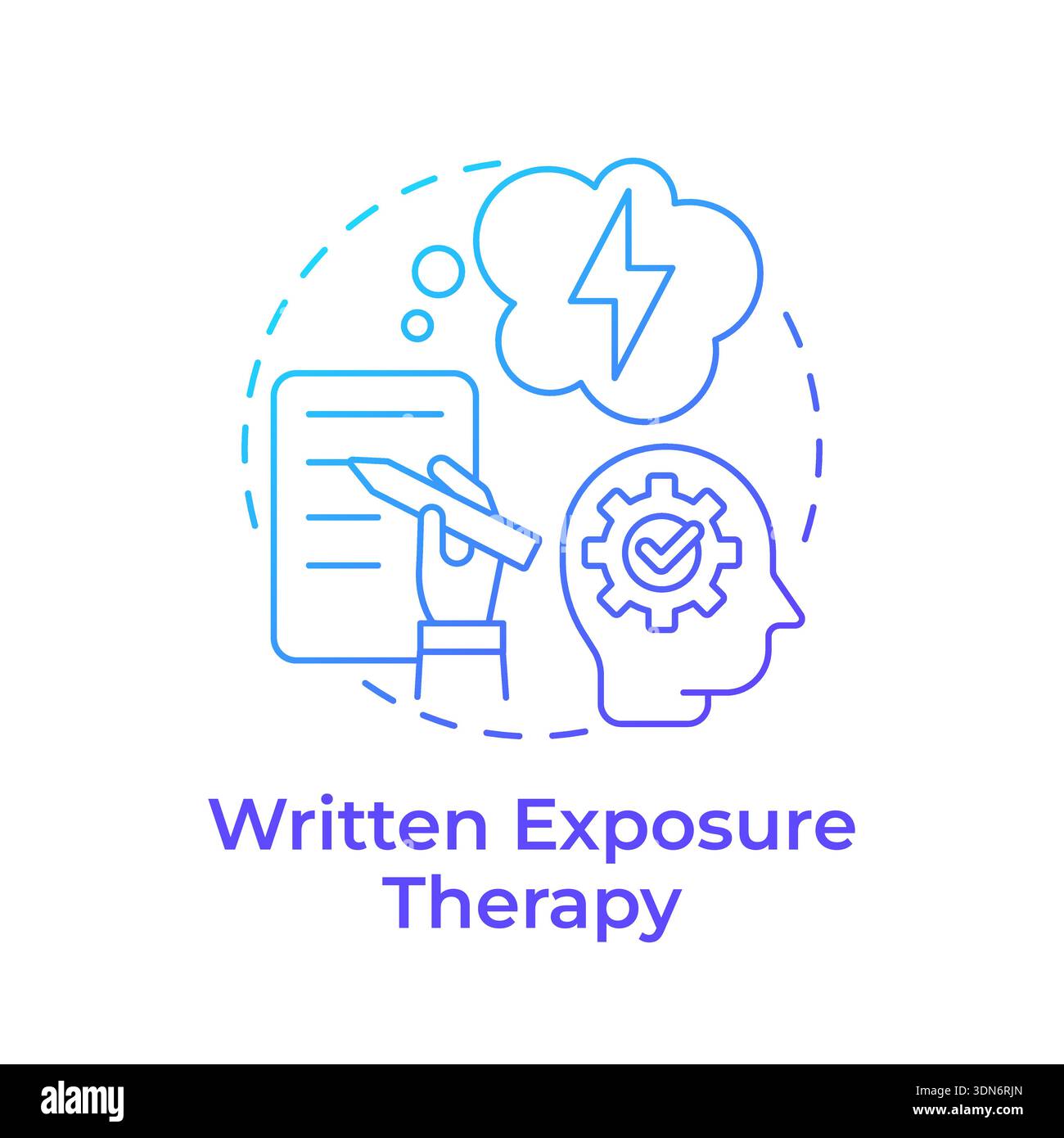 Written exposure therapy blue gradient concept icon Stock Vector