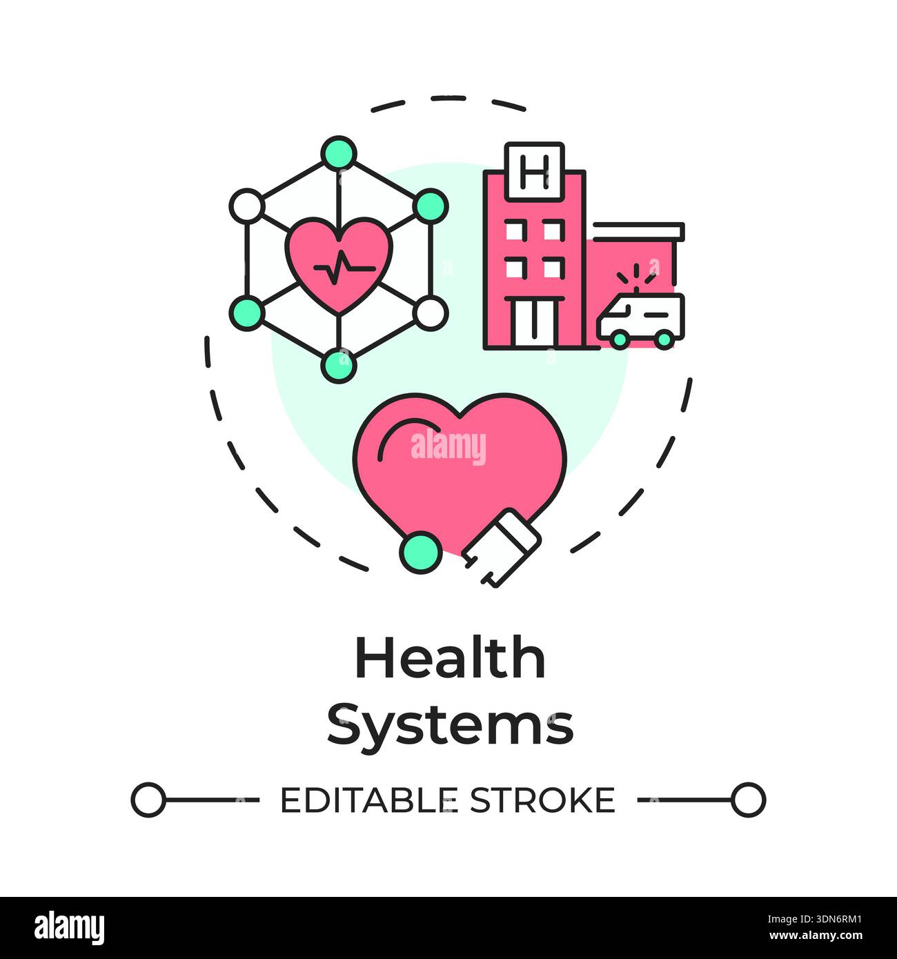 Health systems multi color concept icon Stock Vector