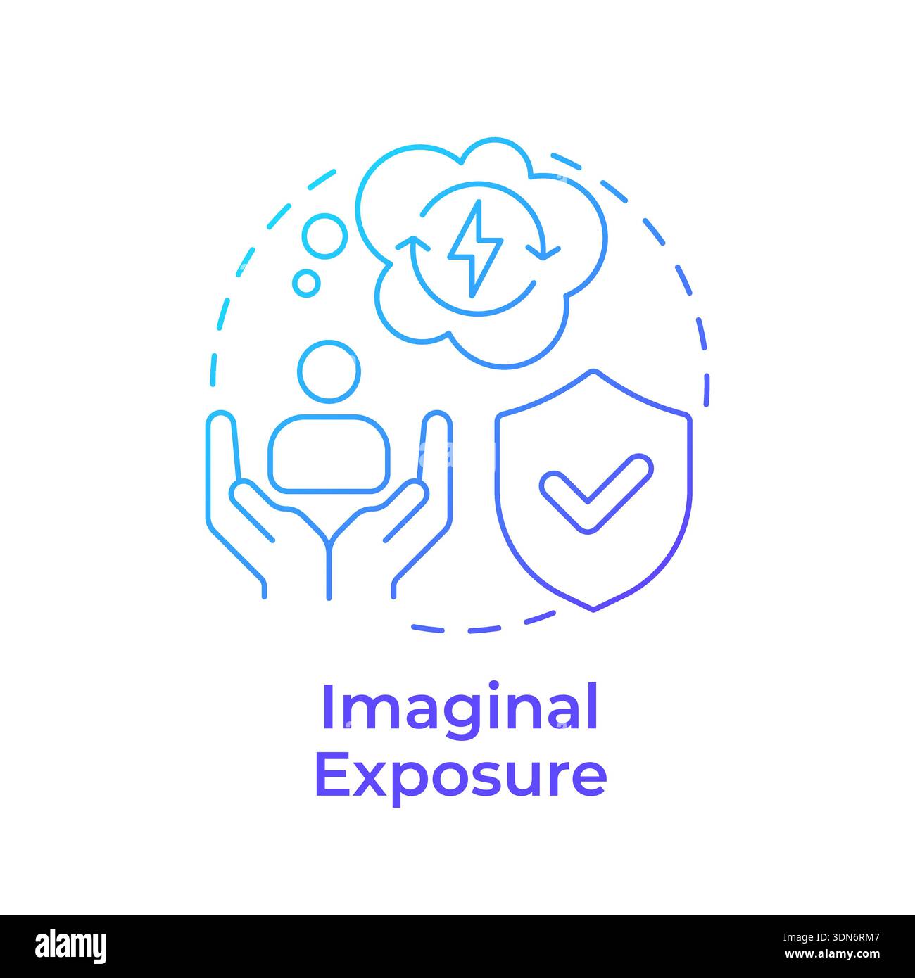 Imaginal exposure blue gradient concept icon Stock Vector