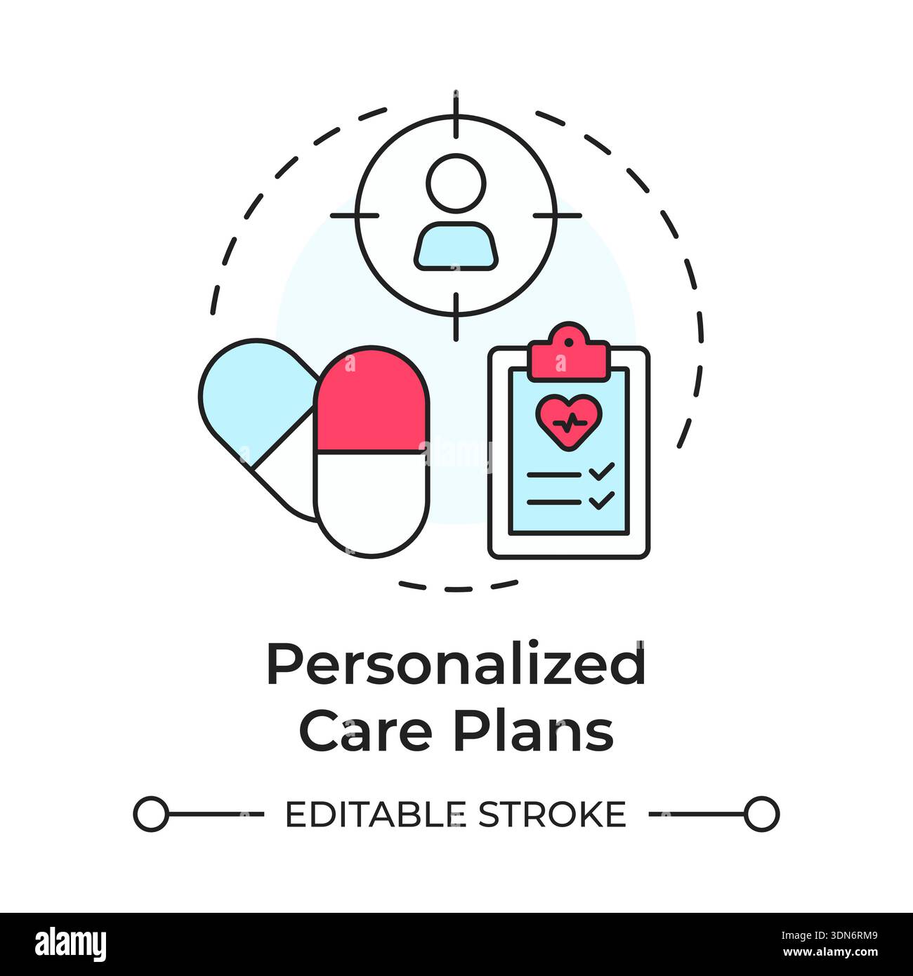 Personalized care plans multi color concept icon Stock Vector