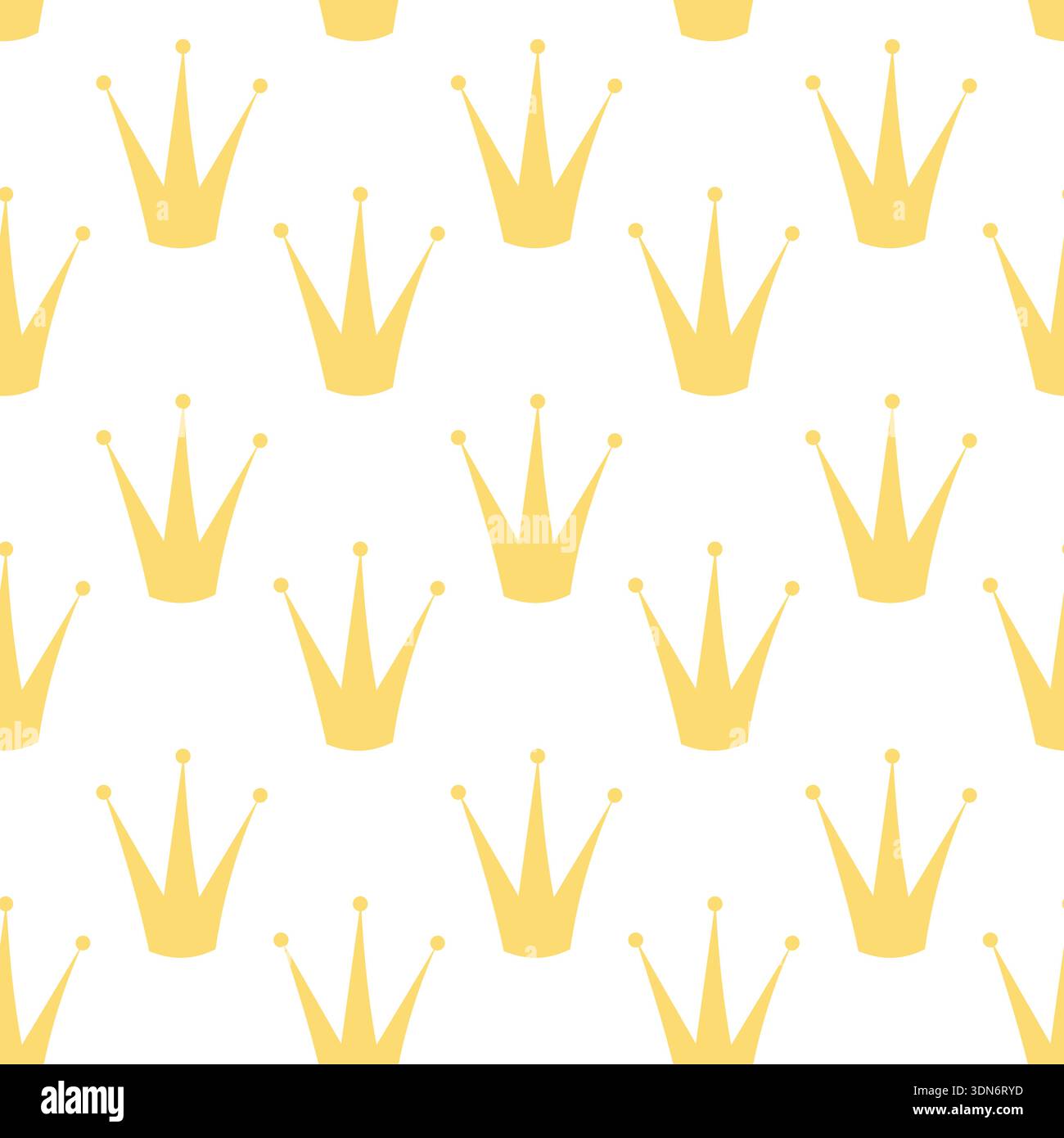 Minimal seamless pattern with golden crown shapes in flat style Stock Vector