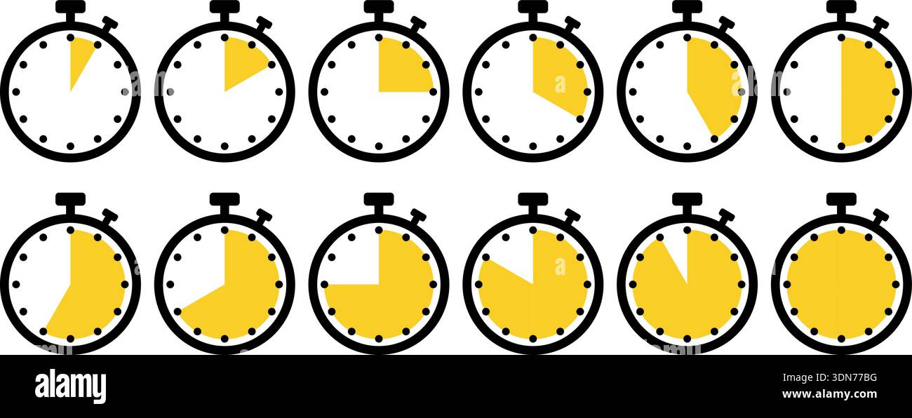 Vector stopwatch and timer set with multiple countdown durations. Timer ...