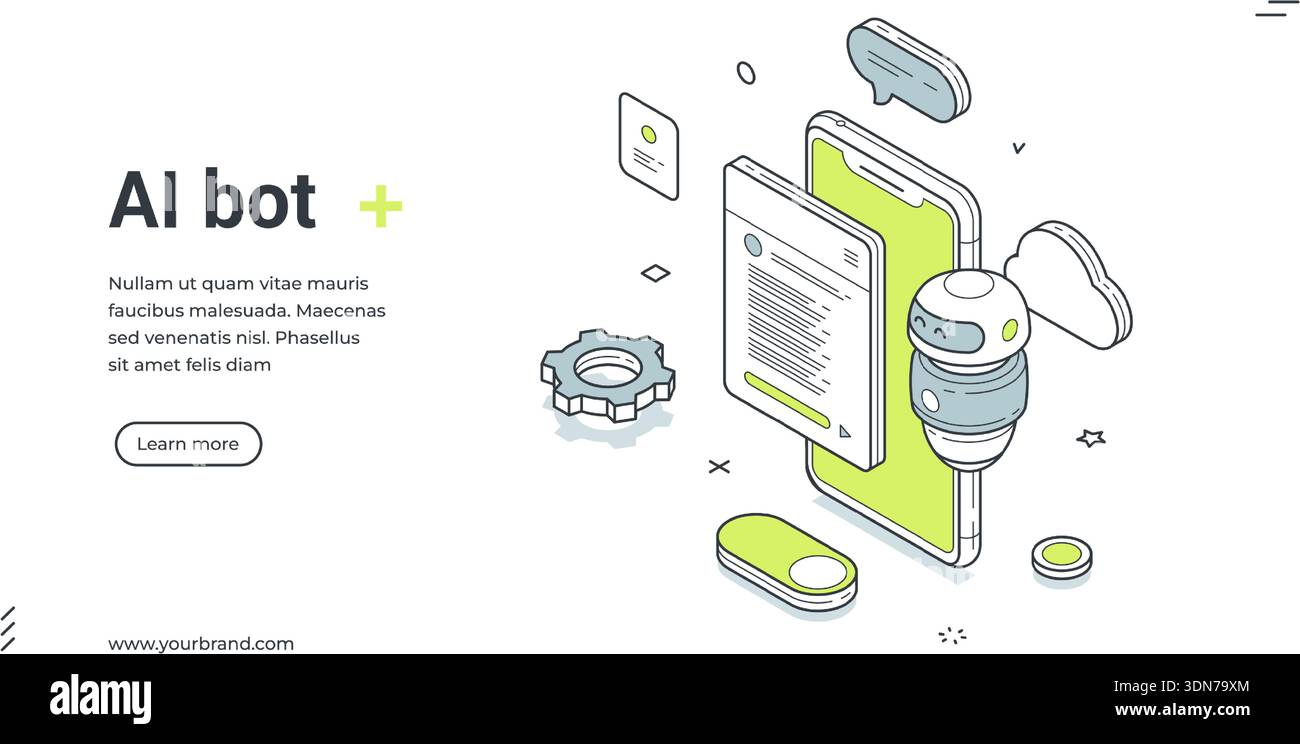 Chatbot isometric landing template hi-res stock photography and images ...