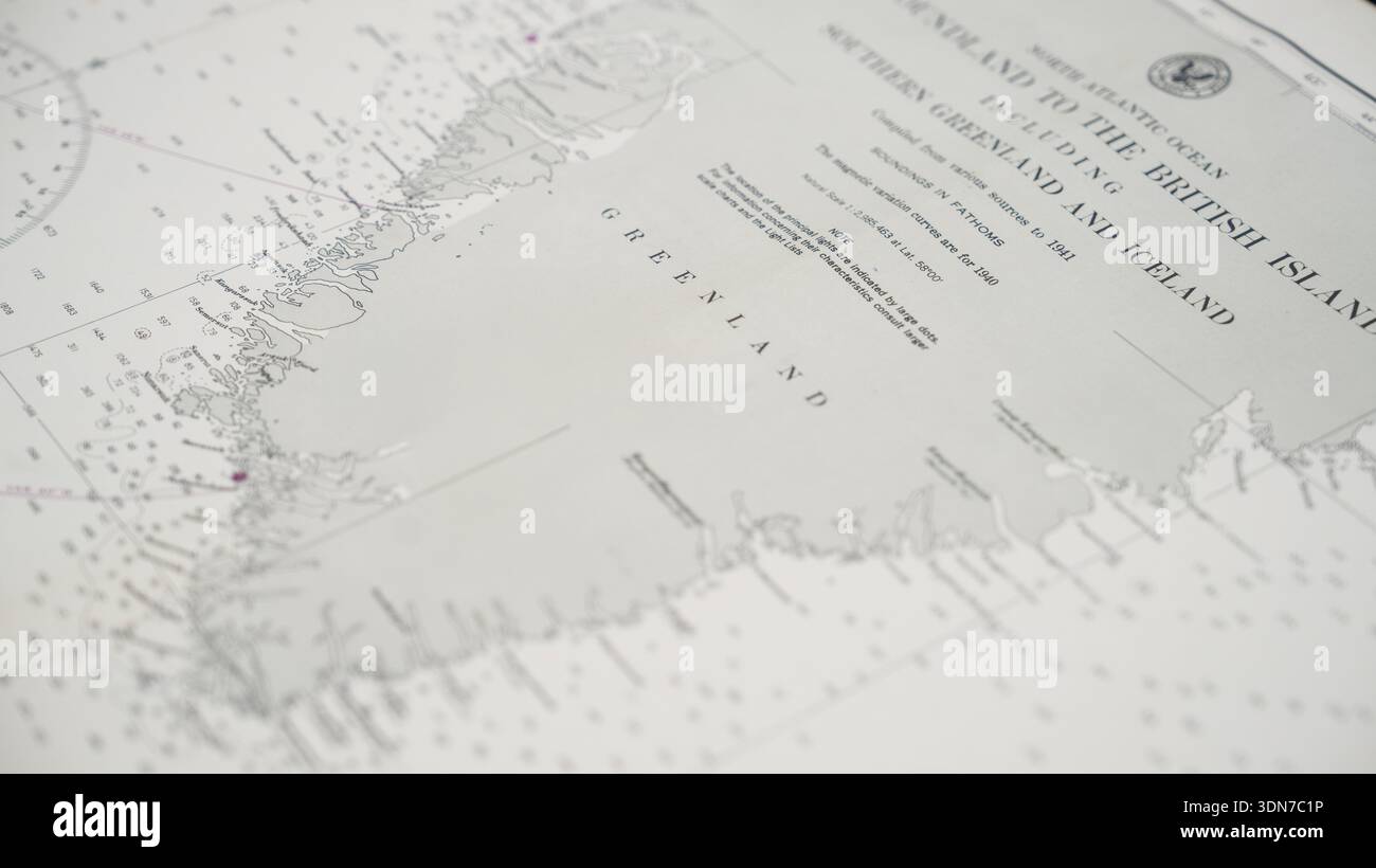 Hong Kong 2026 feb 9: map of Greenland in nautical chart. the nautical ...