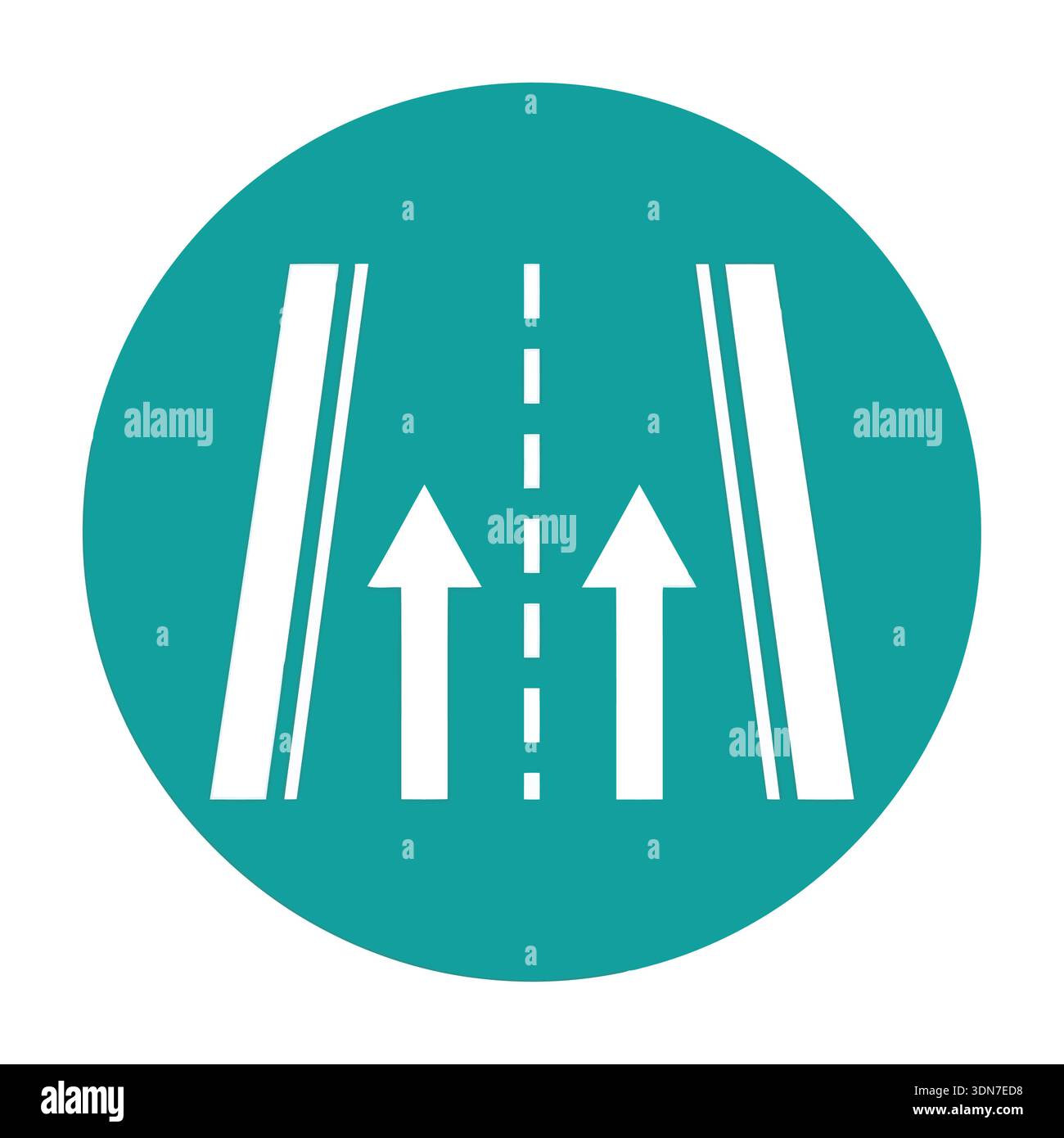 This illustration depicts a two-lane road with upward-pointing arrows ...