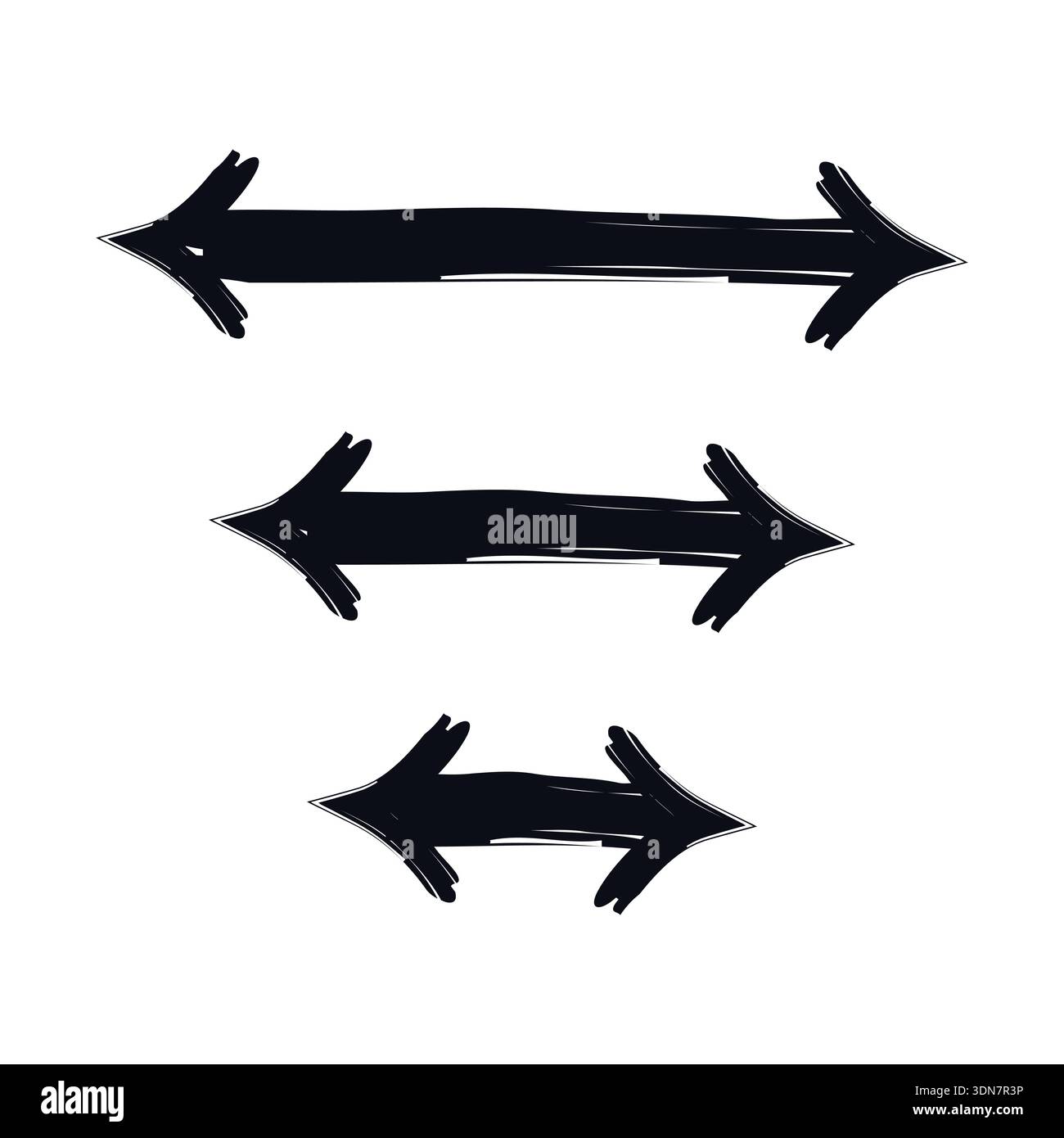 Two-sided horizontal arrows bold thick stroke graphic element set Stock Vector