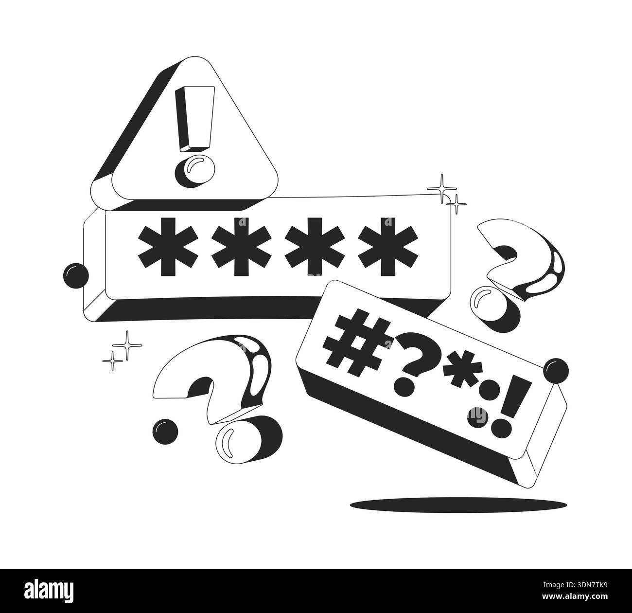 Wrong password alert clean onboarding illustration Stock Vector