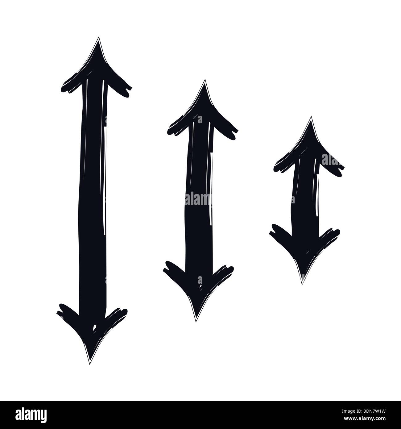 Two-sided vertical arrows bold thick stroke graphic element set Stock Vector