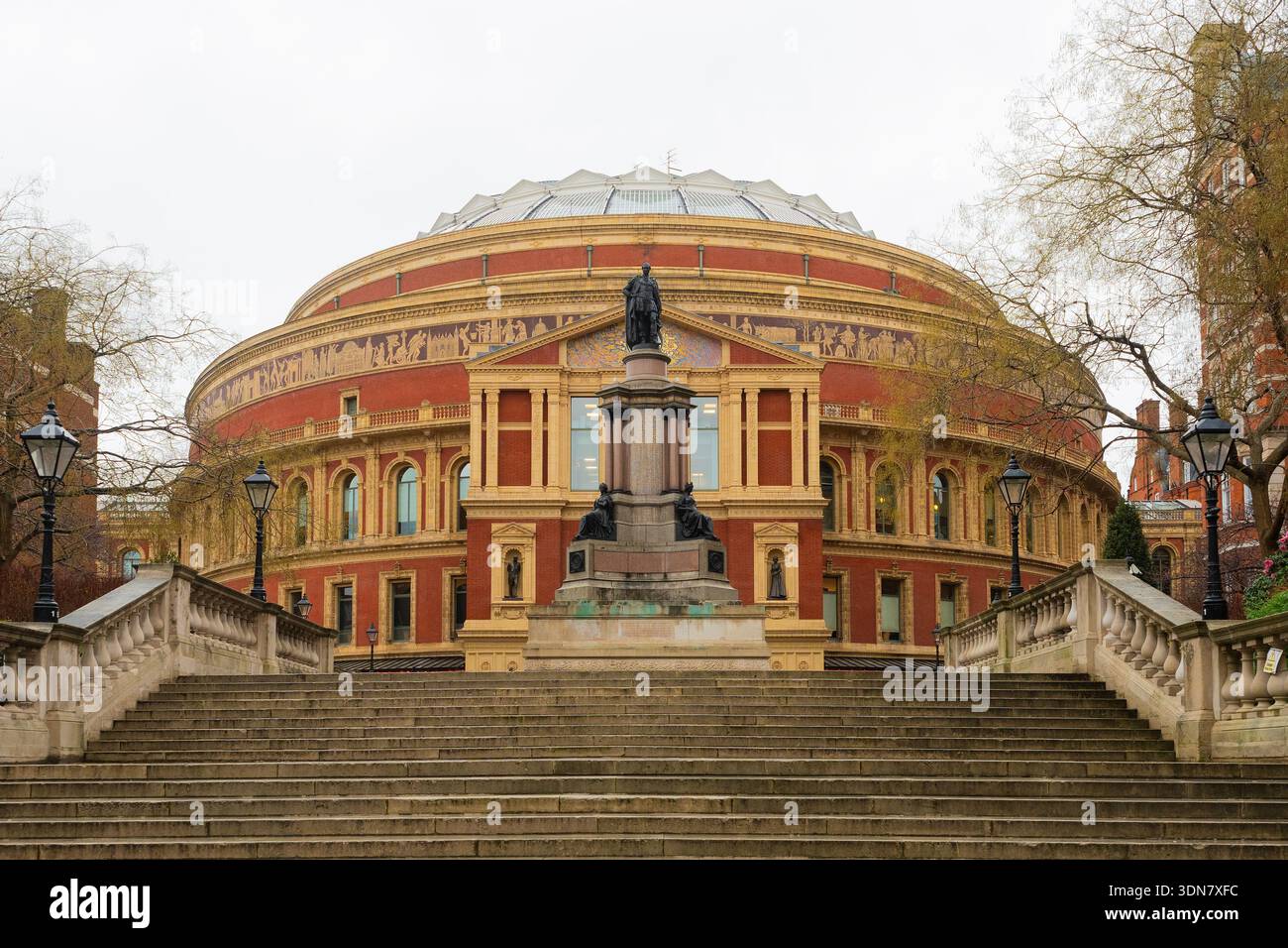 London, Uk - January 27, 2026 - South entrance of the Royal Albert Hall with Albert Memorial in London Stock Photo