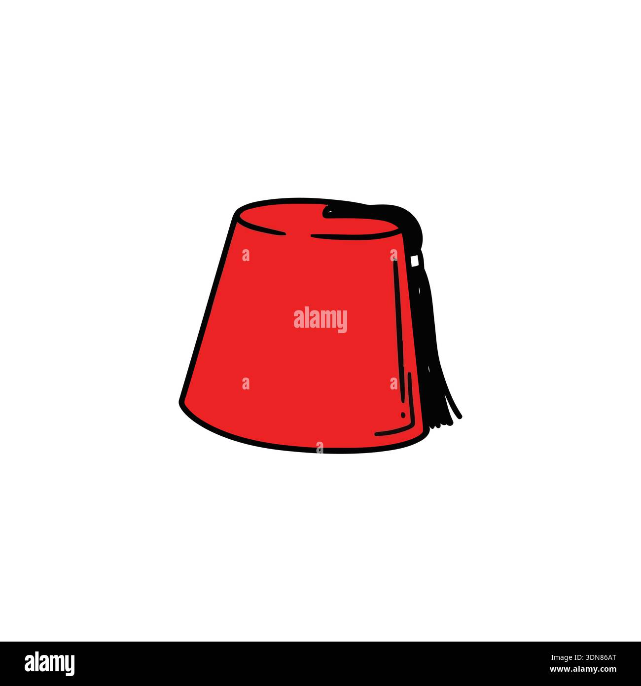 A red fez isolated on a white background, representing a traditional ...