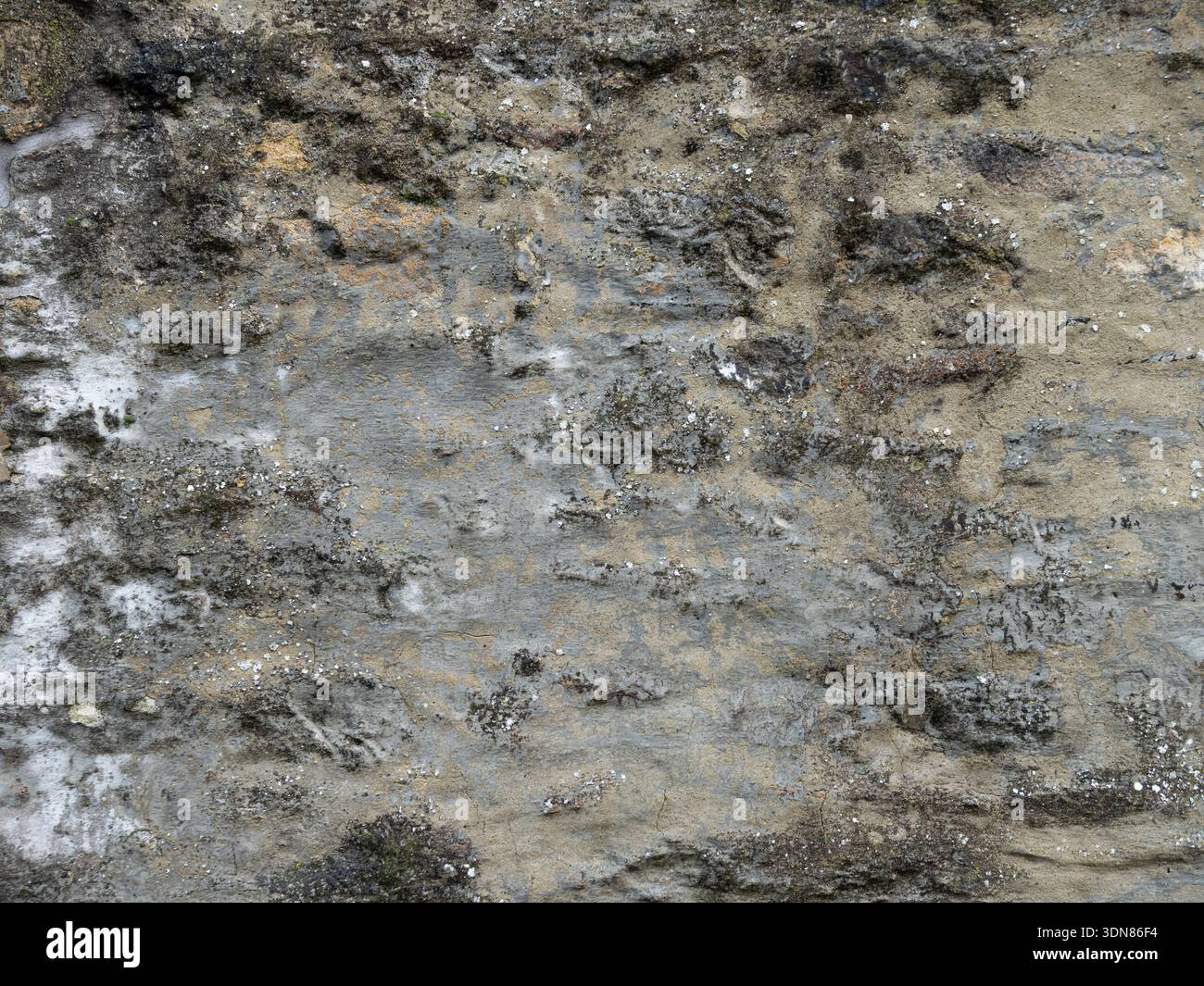 Rustic grey and black limestone wall suitable as a Textured background Stock Photo