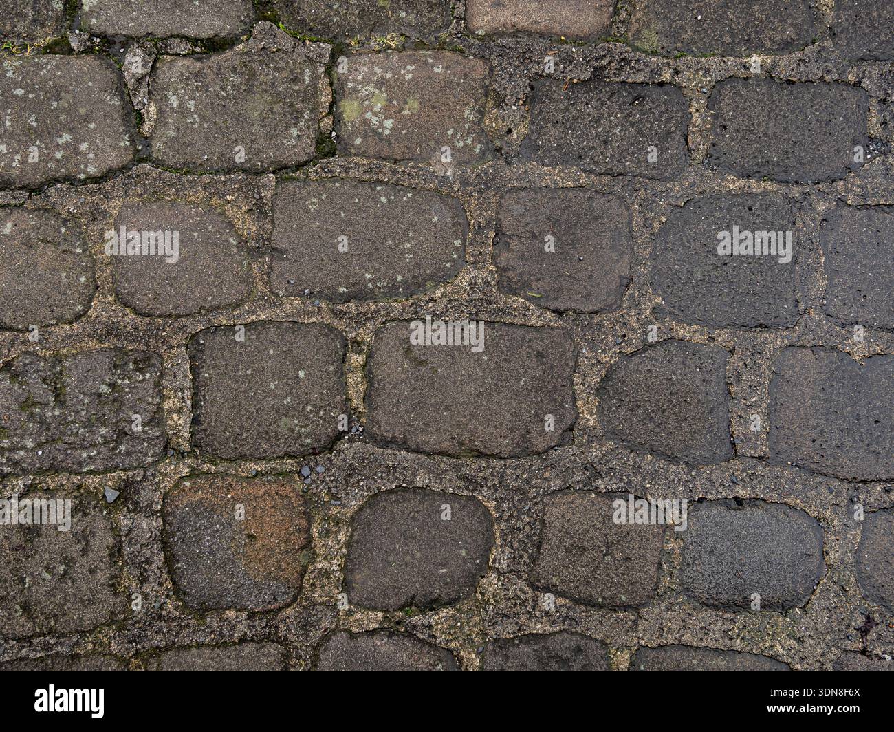 Historic cobbled path creating a natural ground background. Stock Photo