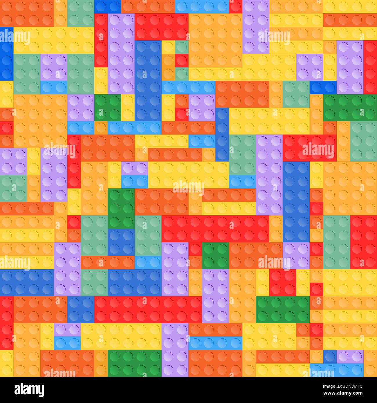 Toy blocks background. Colorful plastic toy construction bricks design. Seamless vector background pattern. Stock Vector