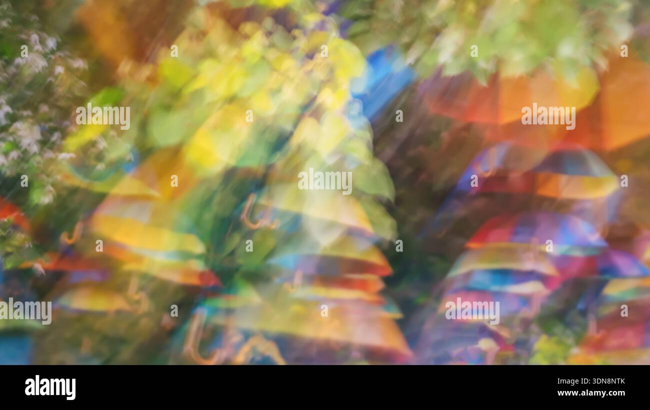 Abstract color motion with blurred multicolor shapes and light trails ...