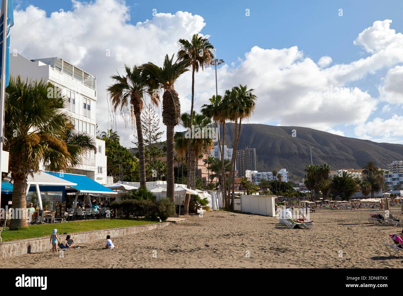 playa de los cristianos beach tenerife canary islands spain Stock Photo