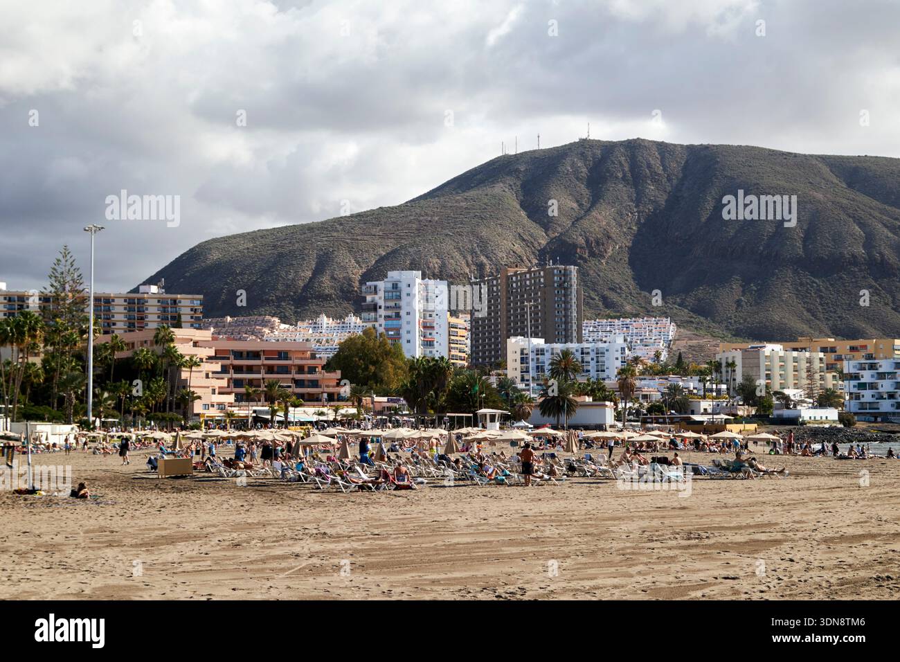 playa de los cristianos beach tenerife canary islands spain Stock Photo