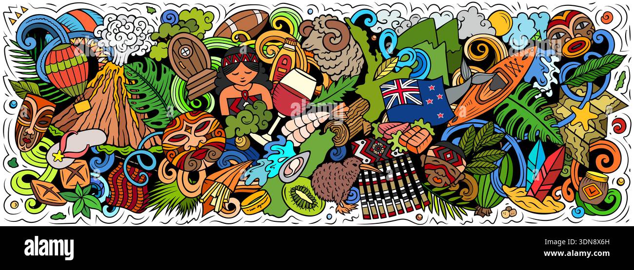 Maori new zealand landscape Stock Vector Images - Alamy