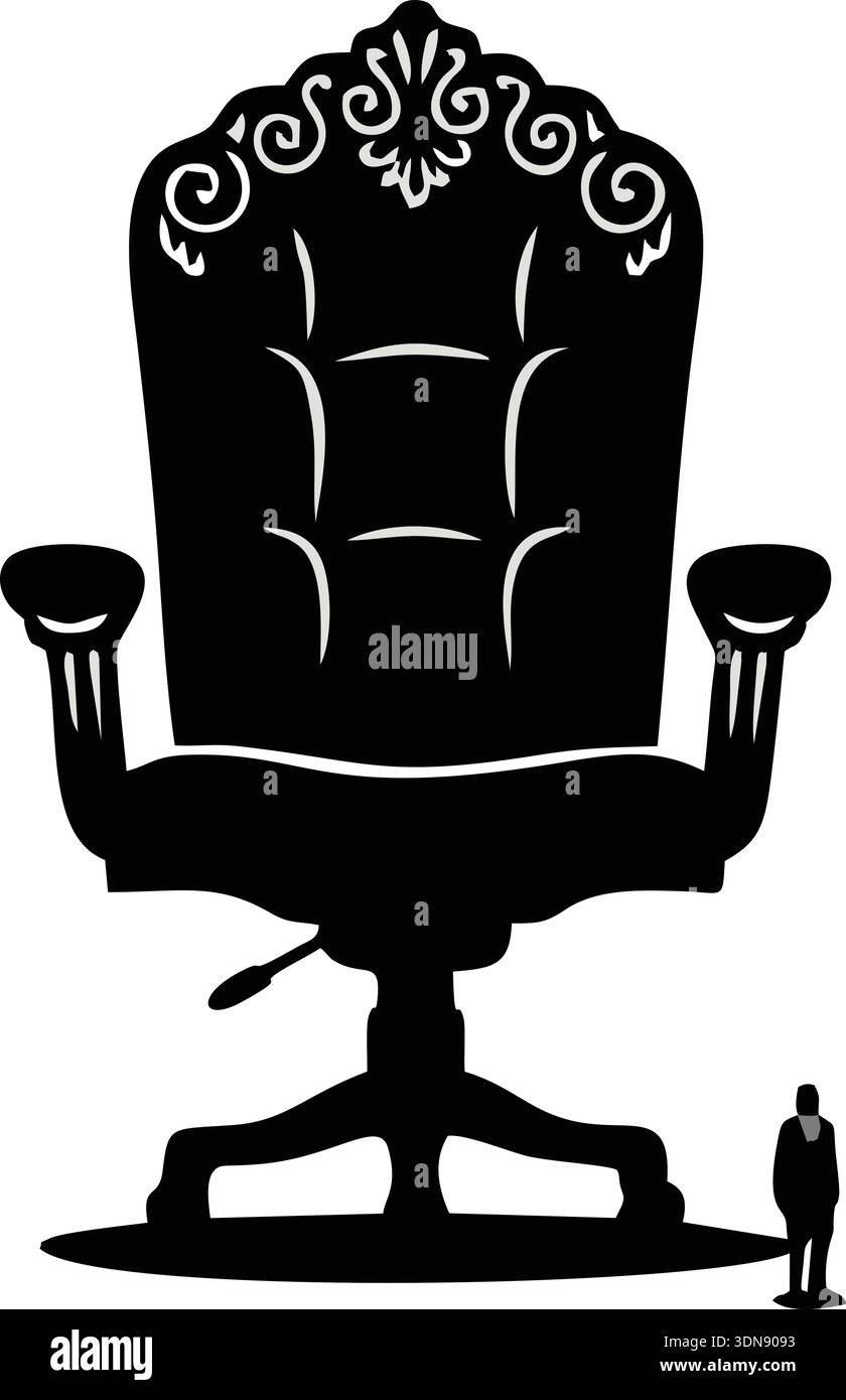 Surreal Flat Vector Silhouette of Giant Throne Chair, Symbol of ...