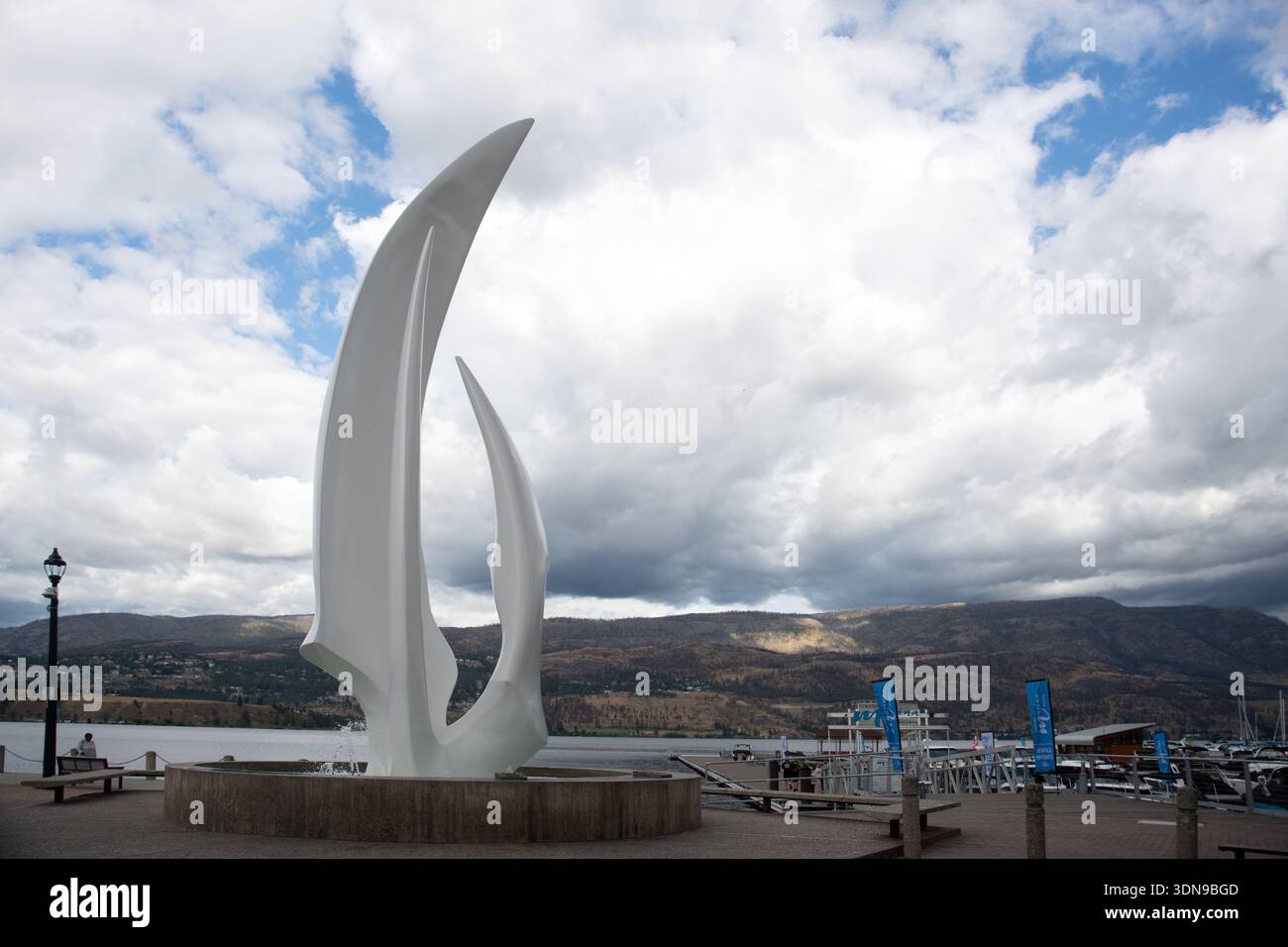 Sail Inspired Sculpture, at the Marina in Kelowna, BC Stock Photo