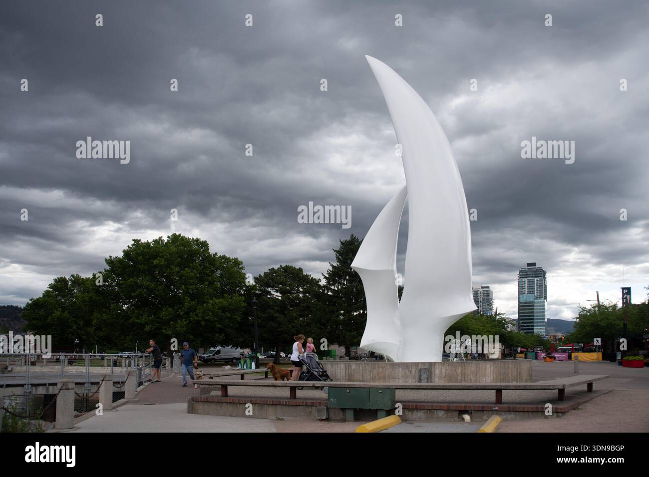 Sail Inspired Sculpture, at the Marina in Kelowna, BC Stock Photo