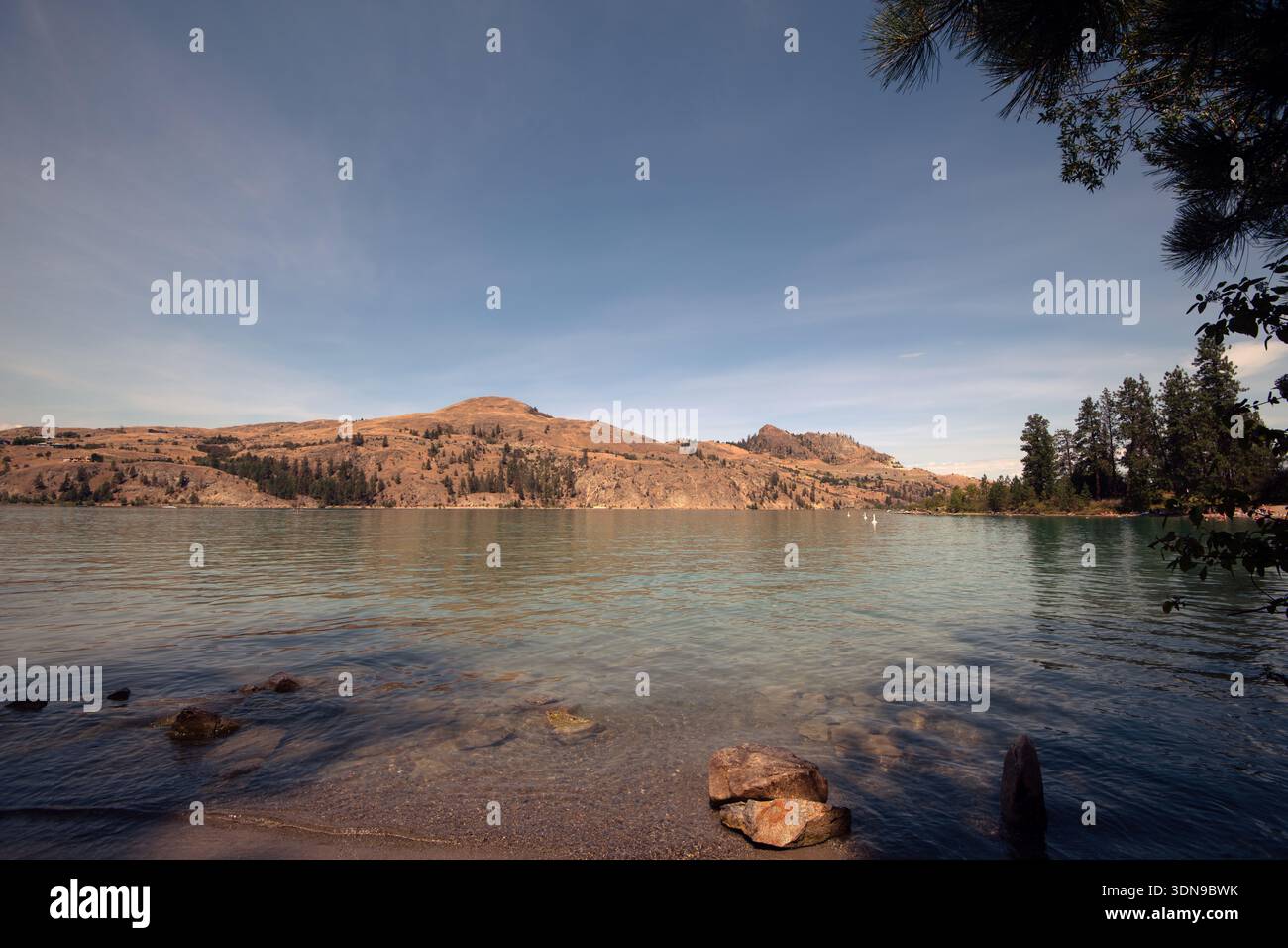 View of Lake Kalamalka, near Vernon, BC, Canada. Stock Photo