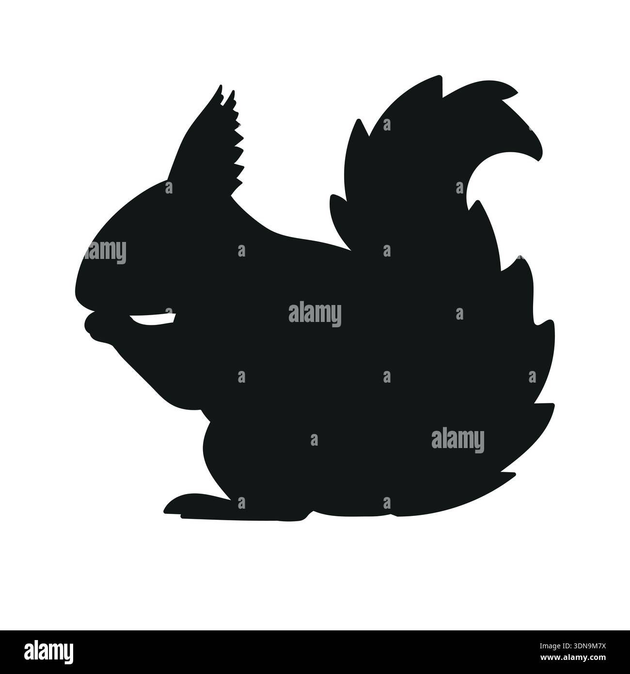 Vector flat hand drawn squirrel silhouette Stock Vector