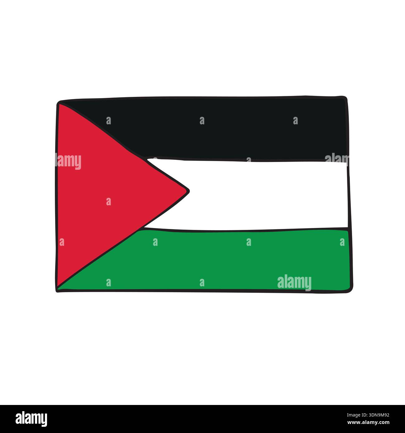 Vector hand drawn sketch doodle Palestine flag Stock Vector