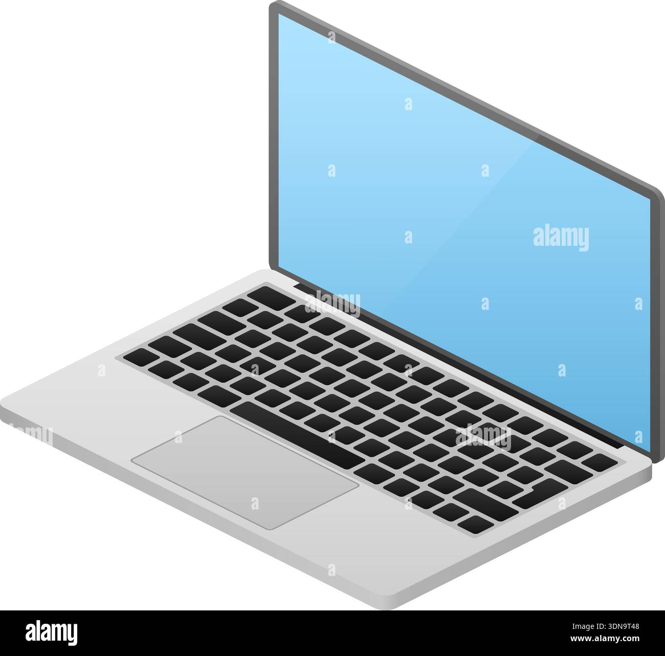 Isometric notebook. Laptop with open display. Mobile pc Stock 