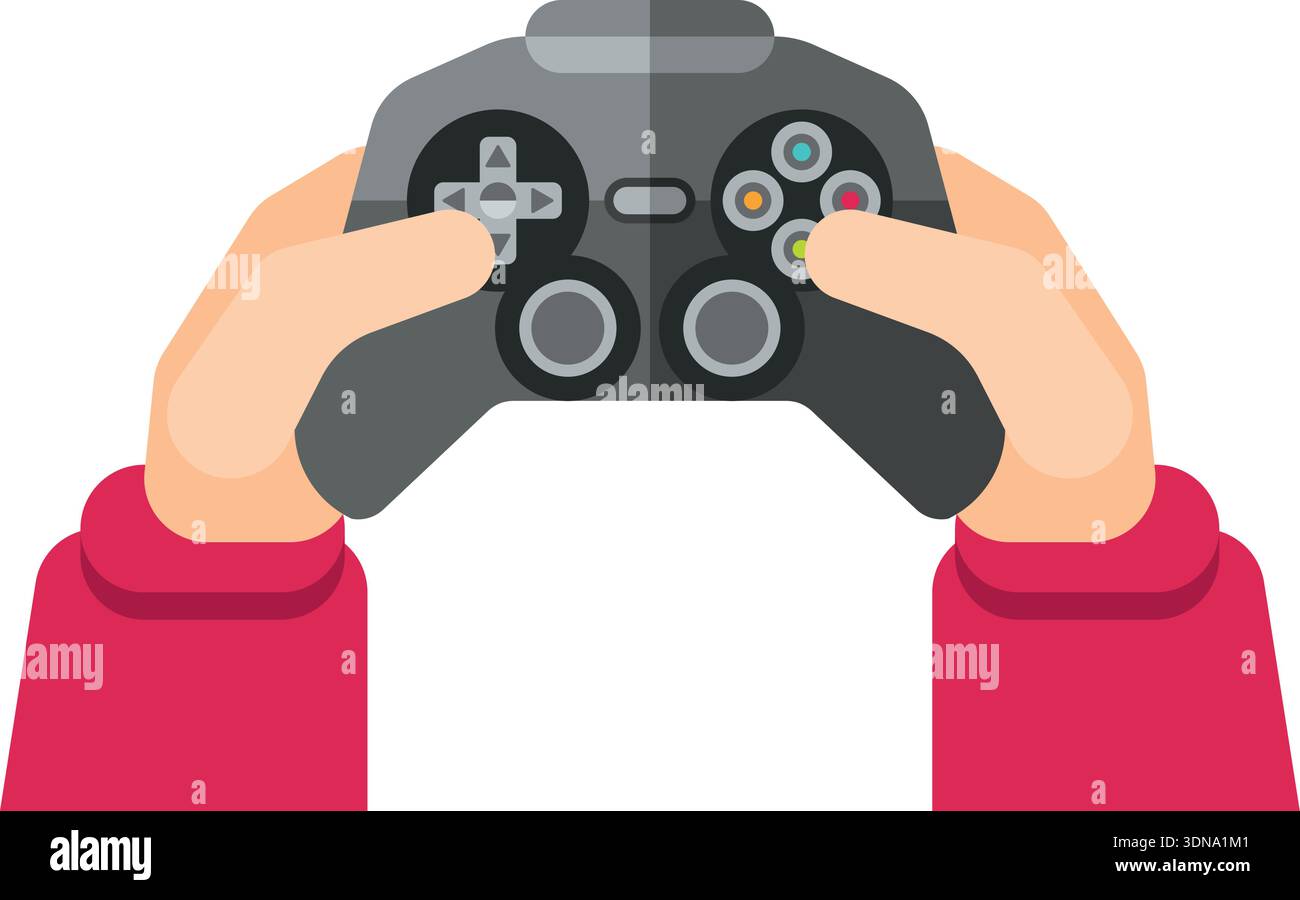 Hands with console gamepad. Cartoon electronic videogame icon Stock ...