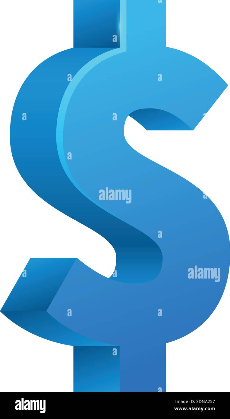 3d dollar sign. Blue render money figure icon Stock Vector Image & Art ...