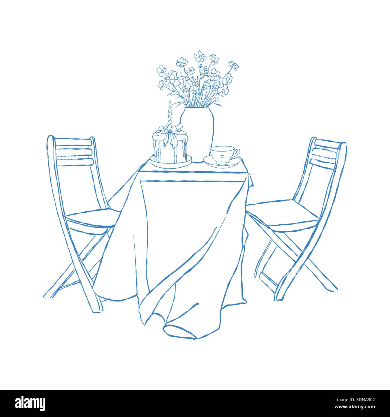 Cake on table with chairs Stock Vector Images - Alamy