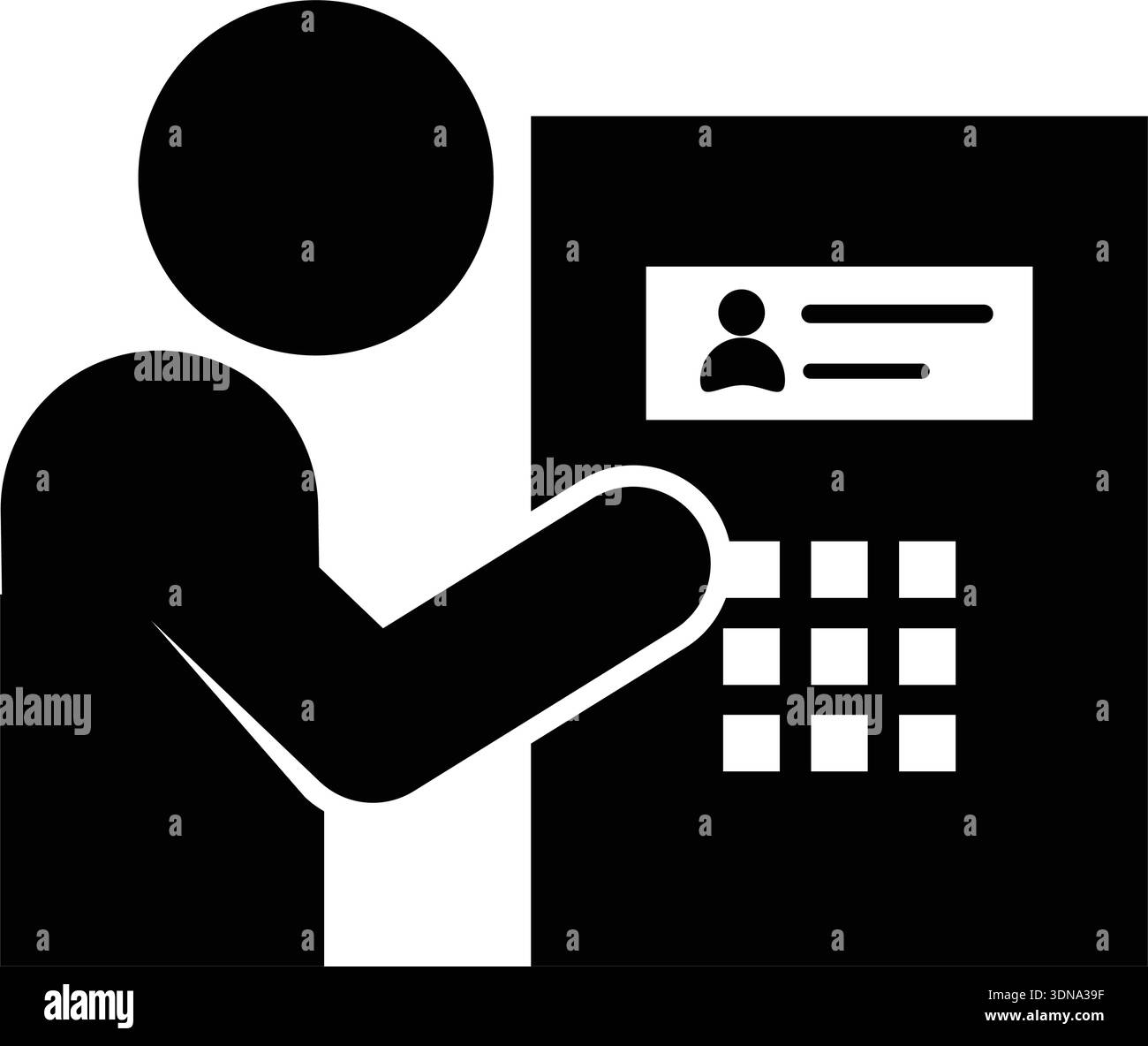 ATM account information icon pictogram illustration showing customer ...