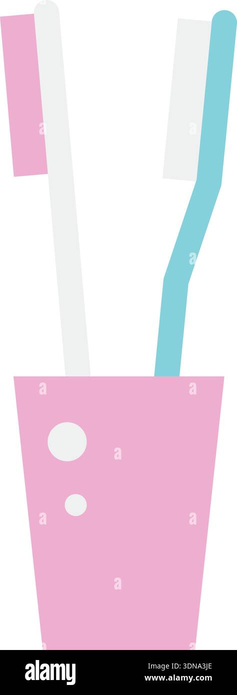 Toothbrushes in plastic cup. Dental hygiene cartoon icon Stock Vector ...
