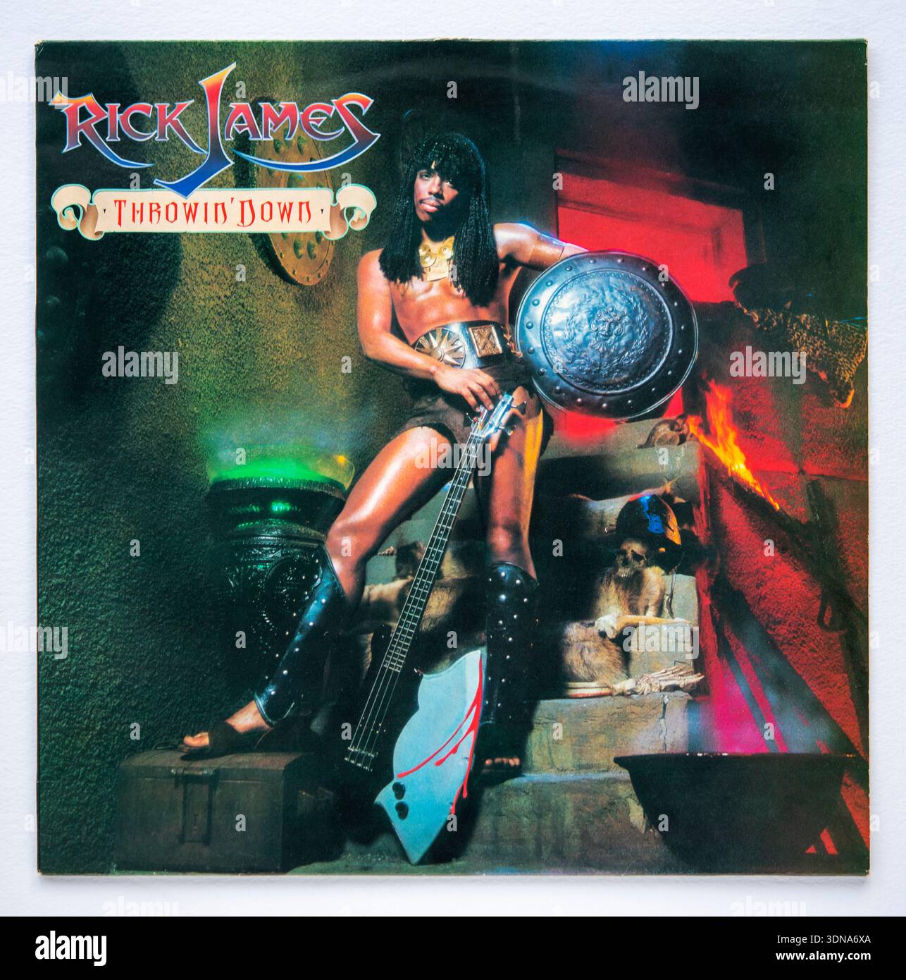 LP cover of Throwin' Down, the sixth studio album by Rick James